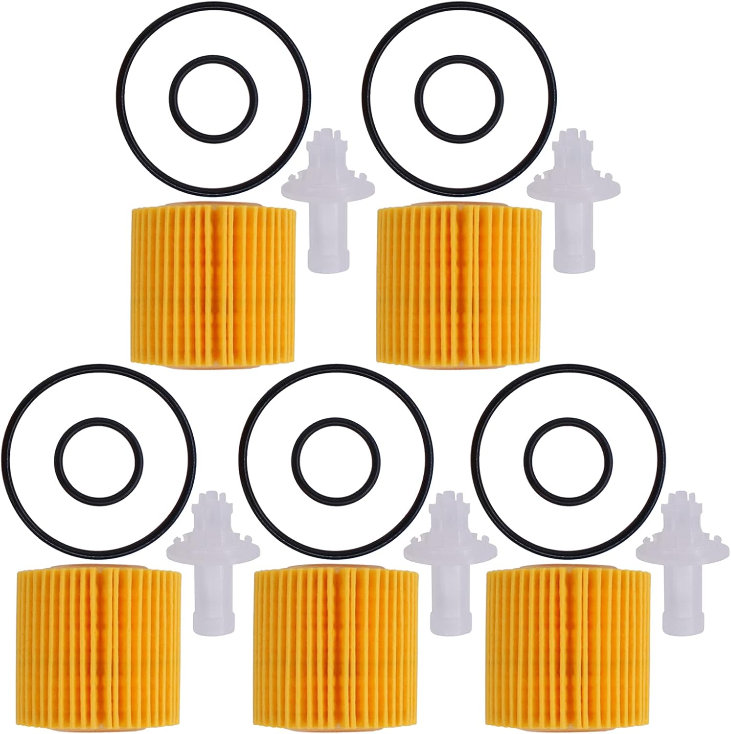 NewYall 5Pcs 04152-YZZA6 Engine Oil Filter with Gasket for Toyota Corolla 2009-2016 Matrix 2013-2014 Prius 2010-2015 Prius V 2012-2016