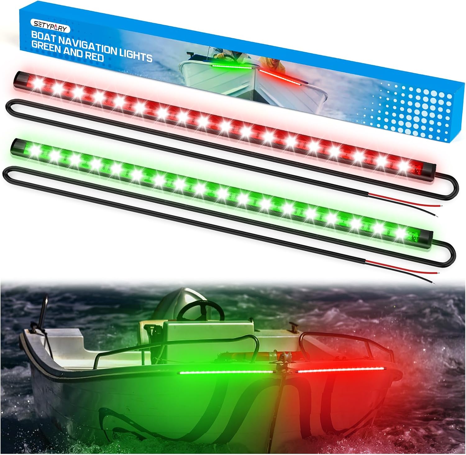 Boat Navigation Lights Red and Green, Bow Lights for Boats LED, Marine Running Lights Waterproof 12V for Night Fishing Small Boats and Pontoon