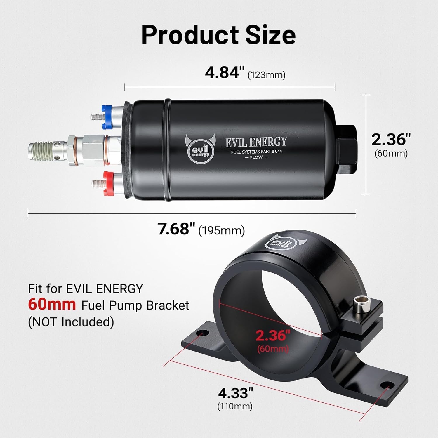 EVIL ENERGY External Inline Fuel Pump Electric 300LPH High Flow 12V Universal - Image 4