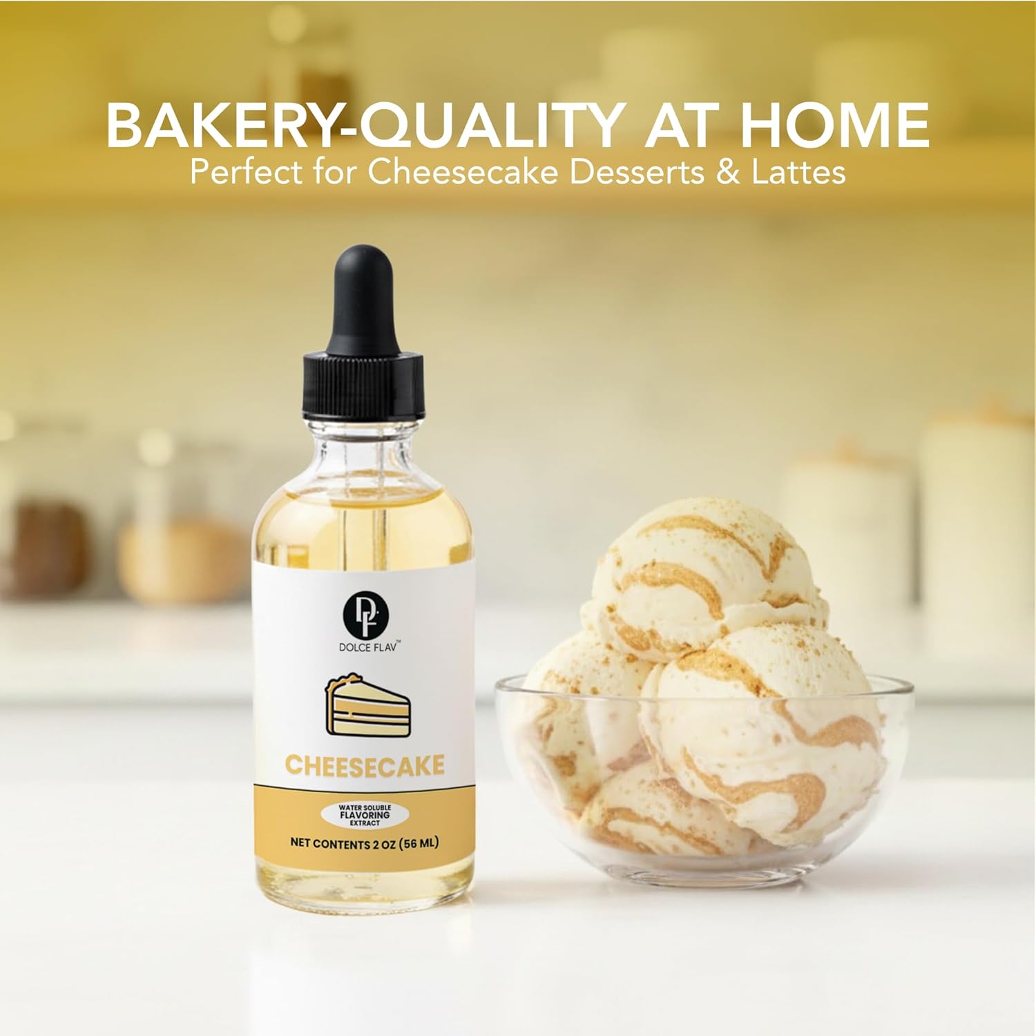 Dolce Flav Cheesecake Extract – 2 Ounce Water-Soluble Kosher, Sugar-Free, Concentrated Creamy Flavor for Desserts, Frostings & Pastries, Includes Measured Dropper - Image 3