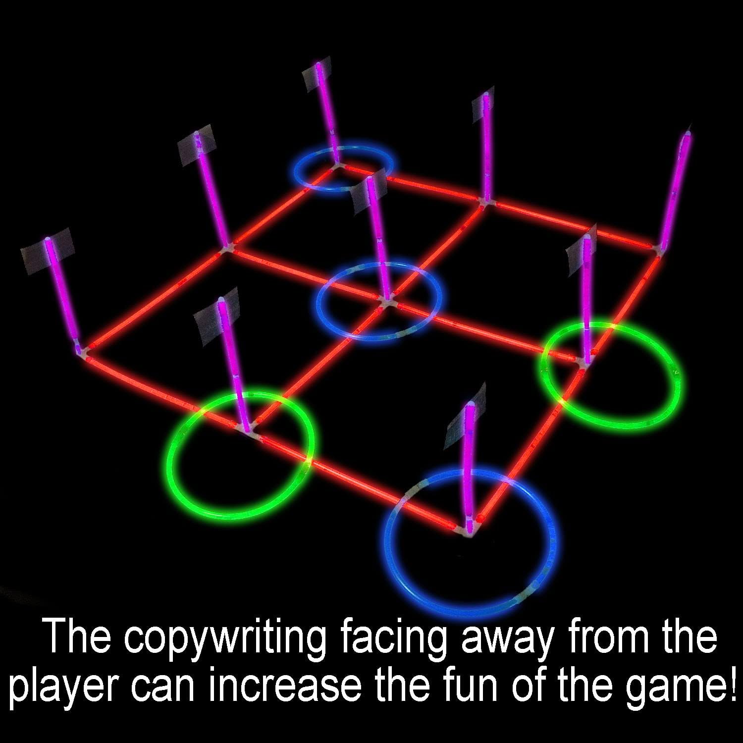 18.2 Inch 3-in-1 Glowing Ring Toss Tic Tac Toe Outdoor Game for Adults and Family - Image 5