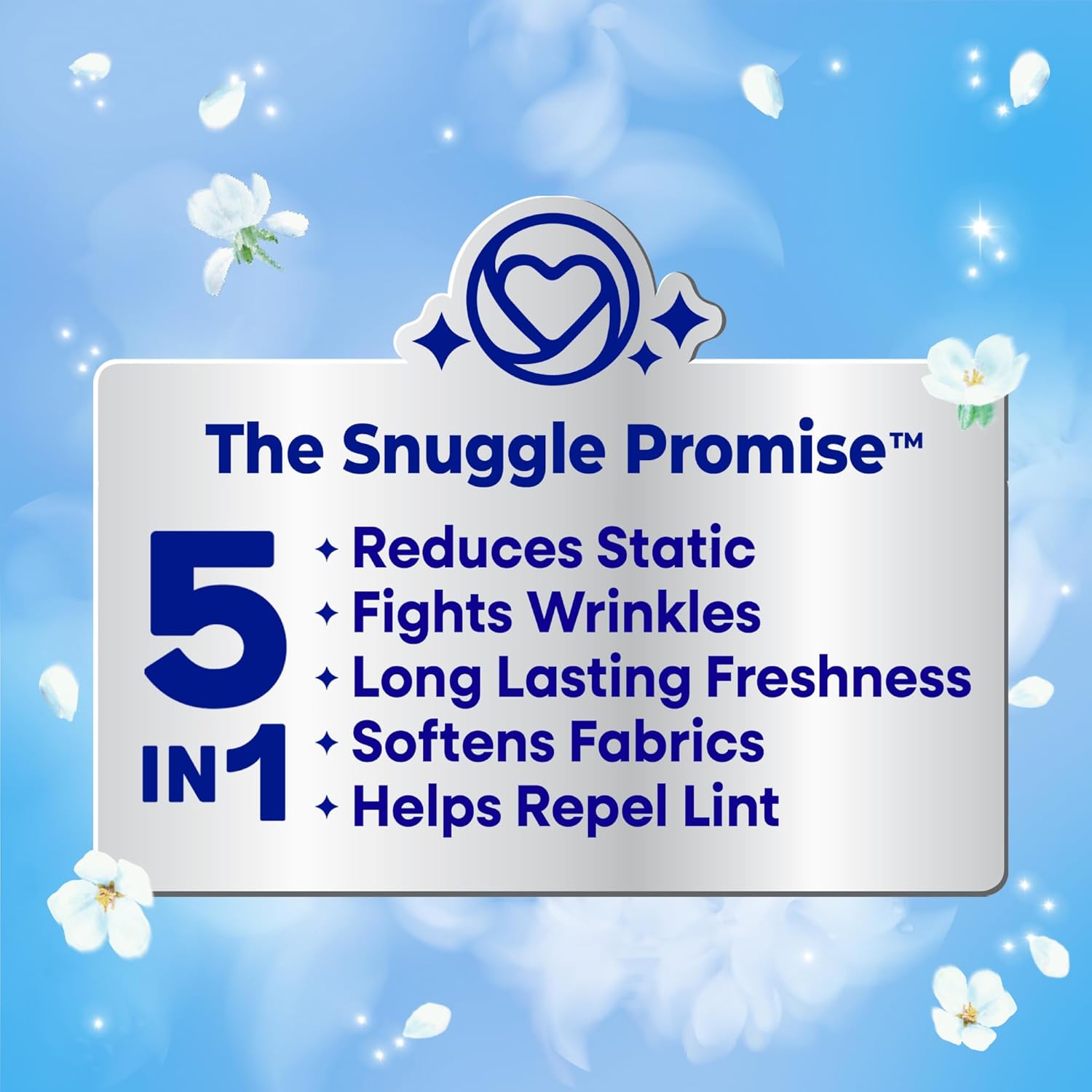Snuggle Fabric Softener Dryer Sheets, Blue Sparkle Cuddle-Up Fresh, 230 Ct, Long-Lasting Fresh & Clean Scent, Softens Fabric, Reduces Static, Fights Wrinkles, Helps Repel Lint & Pet Hair, HE Safe - Image 2