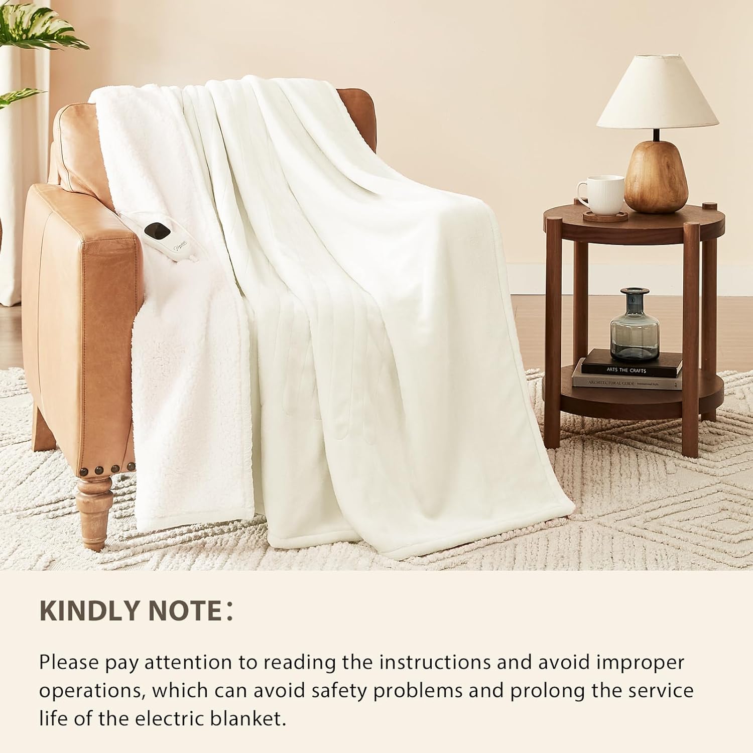 Homemate Electric Heated Blanket King Size - 100"x90" Heating Blanket King Size Dual Control 1/2/4/6/8 Hours Auto-Off 10 Heat Level Over-Heat Protection Flannel Sherpa ETL Certification - Image 6