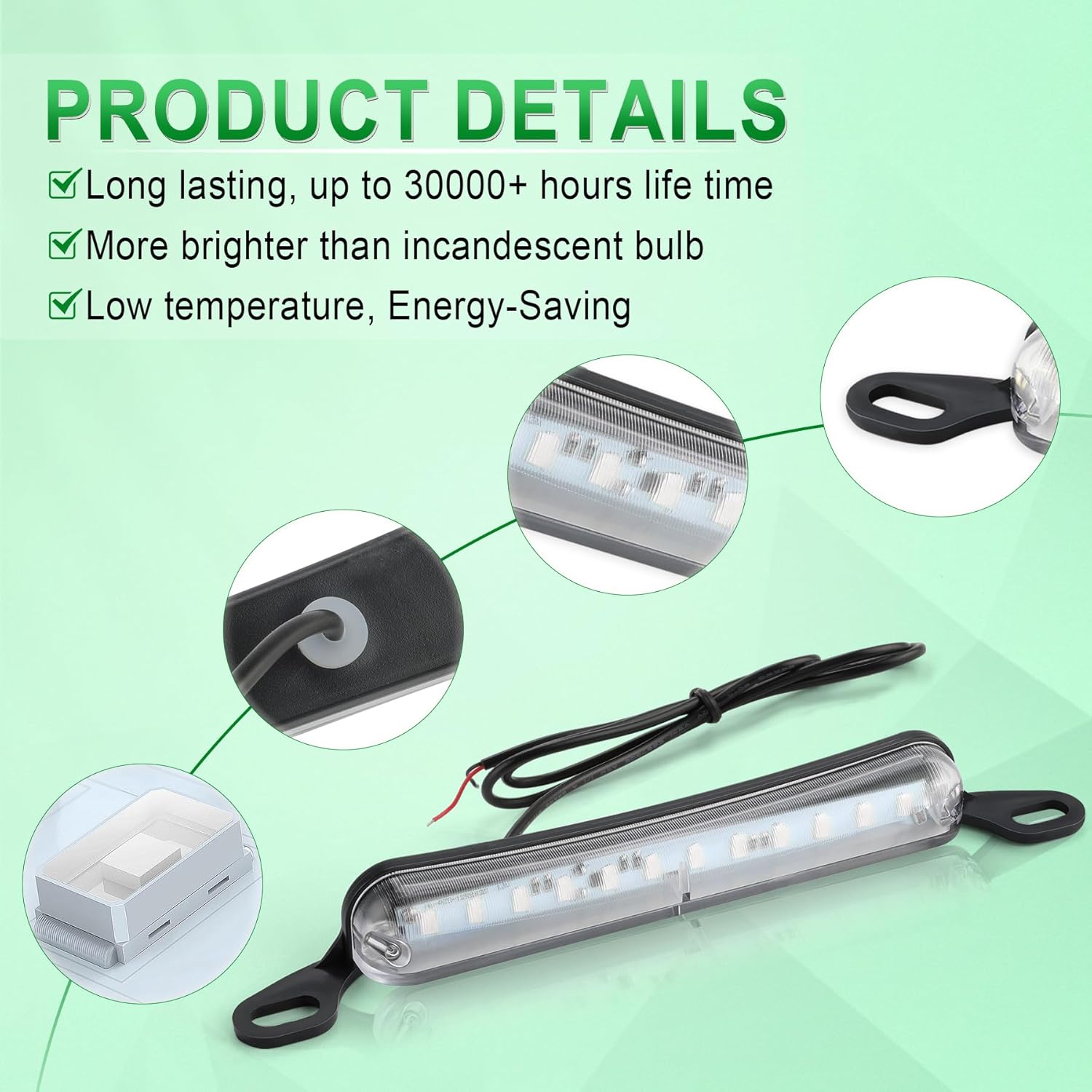 LivTee License Plate Light, Extremely Bright LED License Plate Lights Assembly for Trailer UTV ATV Truck RV Boat, Green - Image 3