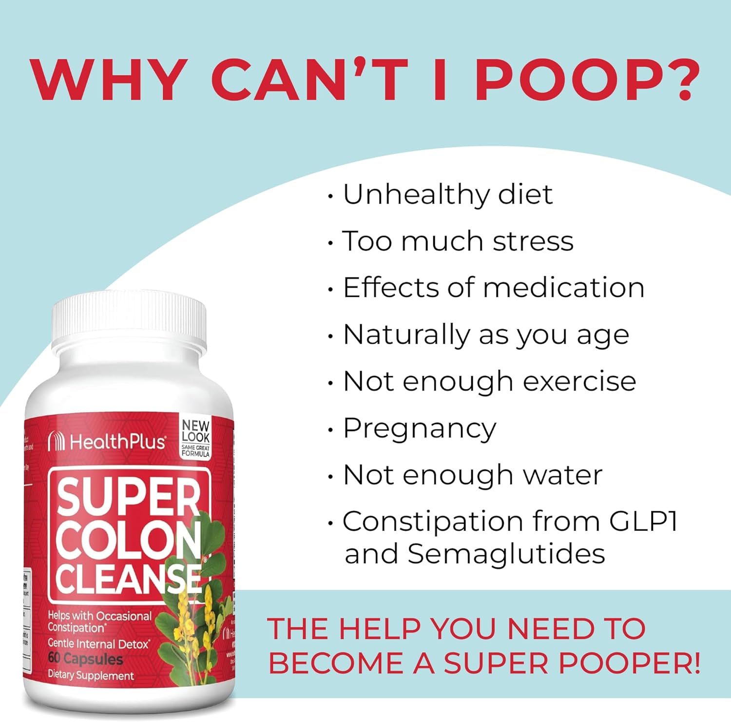 Health Plus Super Colon Cleanse, 12 oz Powder, 68 Servings - Natural Detox, Digestive Constipation Relief, Gentle Gut Cleanse with Psyllium Husk & Senna Leaf - Image 2