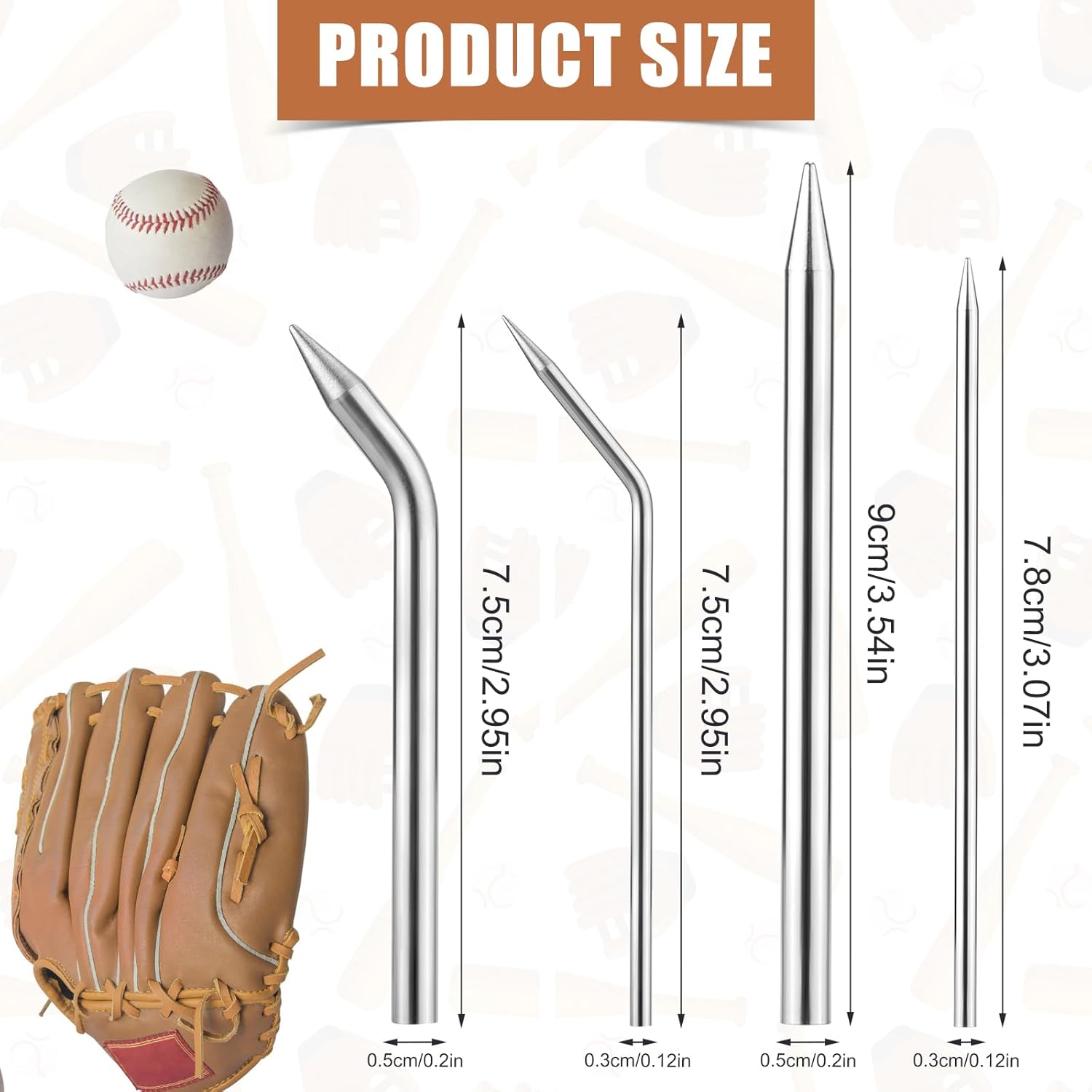 4pcs Baseball Lacing Needle, Handy Glove Shoelace Repair Kit Durable Reliable Leather Lacing Needle Precise Mitt Needle Curved Needles Tool for Softball Baseball Glove Relacing and Repair - Image 5