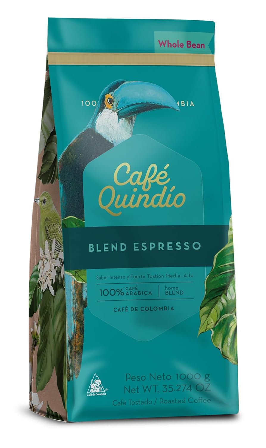 Cafe Quindio Espresso Blend - Medium/Dark Roast 100% Colombian Excelso Whole Bean Arabica Coffee - 35.2 Ounce Bag (1kg) - Image 3