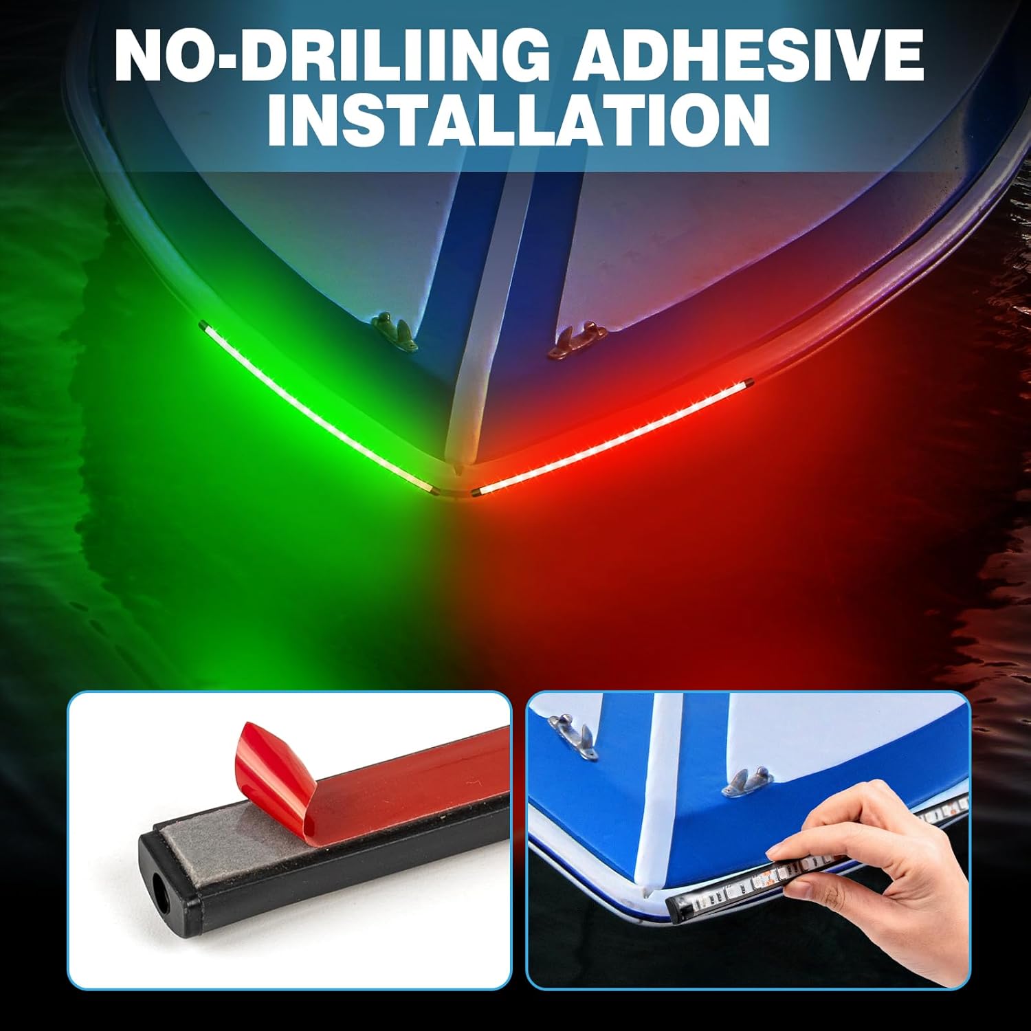 Boat Navigation Lights Red and Green, Bow Lights for Boats LED, Marine Running Lights Waterproof 12V for Night Fishing Small Boats and Pontoon - Image 3