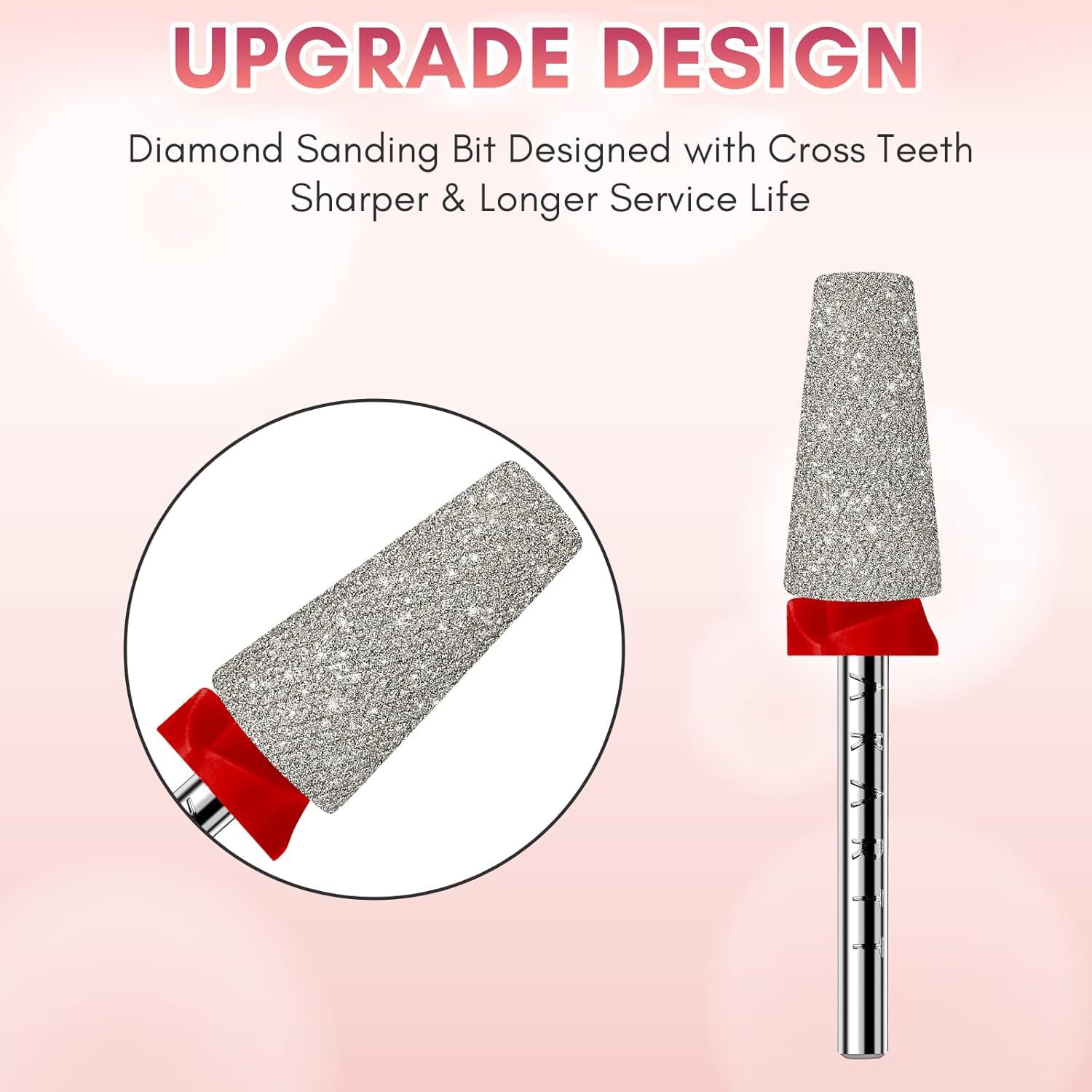 Makartt Nail Drill Bits - Tapered Barrel Carbide Diamond Sanding Buffer Bit for Nail Prep Cuticle Remove, Upgrade Nail Drill Tips with Cross Teeth and Dust-Proof Ring for Manicure Salon, F #320 Grit - Image 2