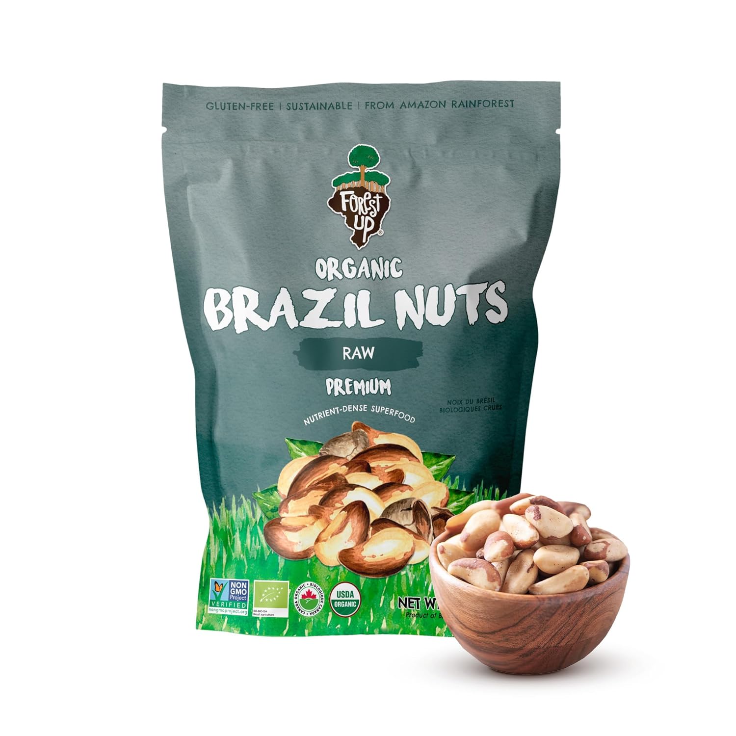 Snack The True Organic Brazil Nuts 7 oz – Raw and Unsalted – Kosher – Healthy-Rich in Vegetable Protein – Harvested in Amazon Rainforest – Fresh, Vegan and Gluten Free – Forest Up