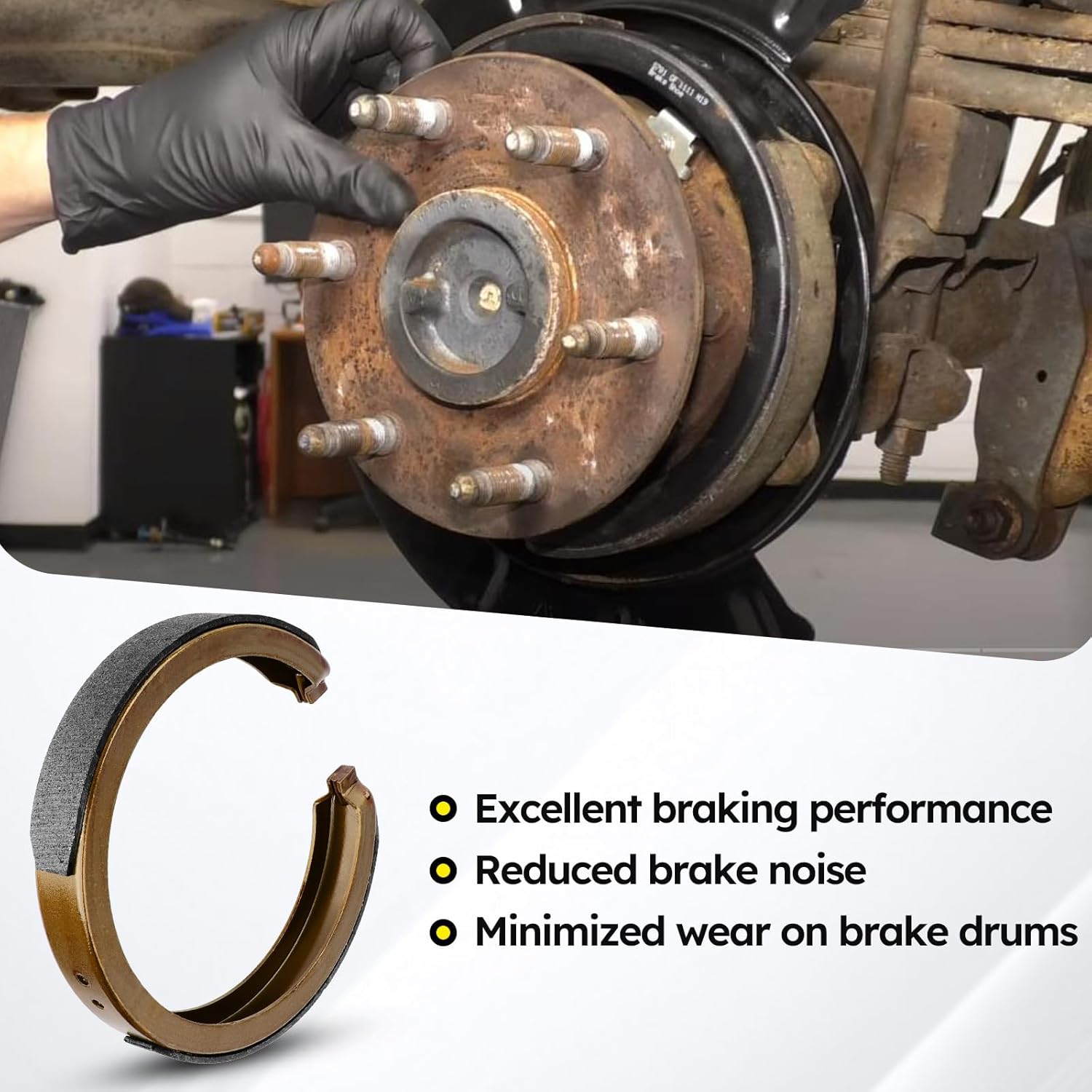 Rear Organic Material Brake Shoes 781PG S781, for SUVs and Pickup Trucks, Compatible with Chevrolet, GMC, Cadillac, Buick, Isuzu, Oldsmobile, Saab - Image 3