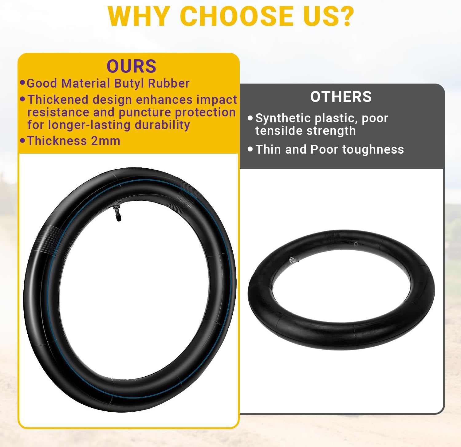 HIAORS 90/100-14 3.00-14" Dirt Bike Inner Tube Replacement for 125cc 140cc 150cc 160cc Apollo YZ85 TTR125 SSR SR150 KLX125 TaoTao DB17 DB27 RM85 Off Road Pit Bike Motorcross Heavy Duty Parts 1 pcs - Image 6