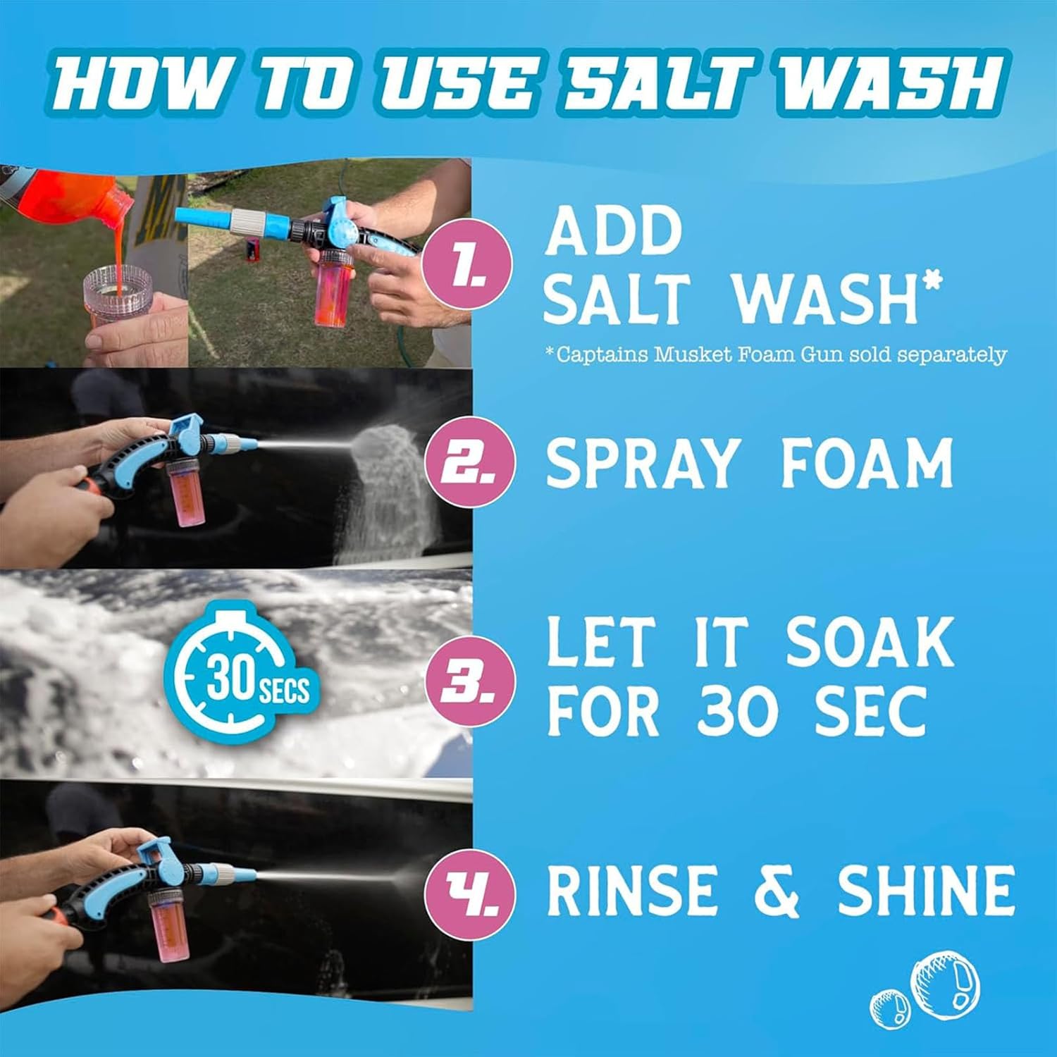 Salty Captain Foaming Salt Remover Wash - Clean & Remove Salt Off Boats & Cars, Prevent Saltwater Corrosion on Marine JetSkis, Trailers, Eco-Friendly Salt Neutralizer Boat Cleaner - Image 5
