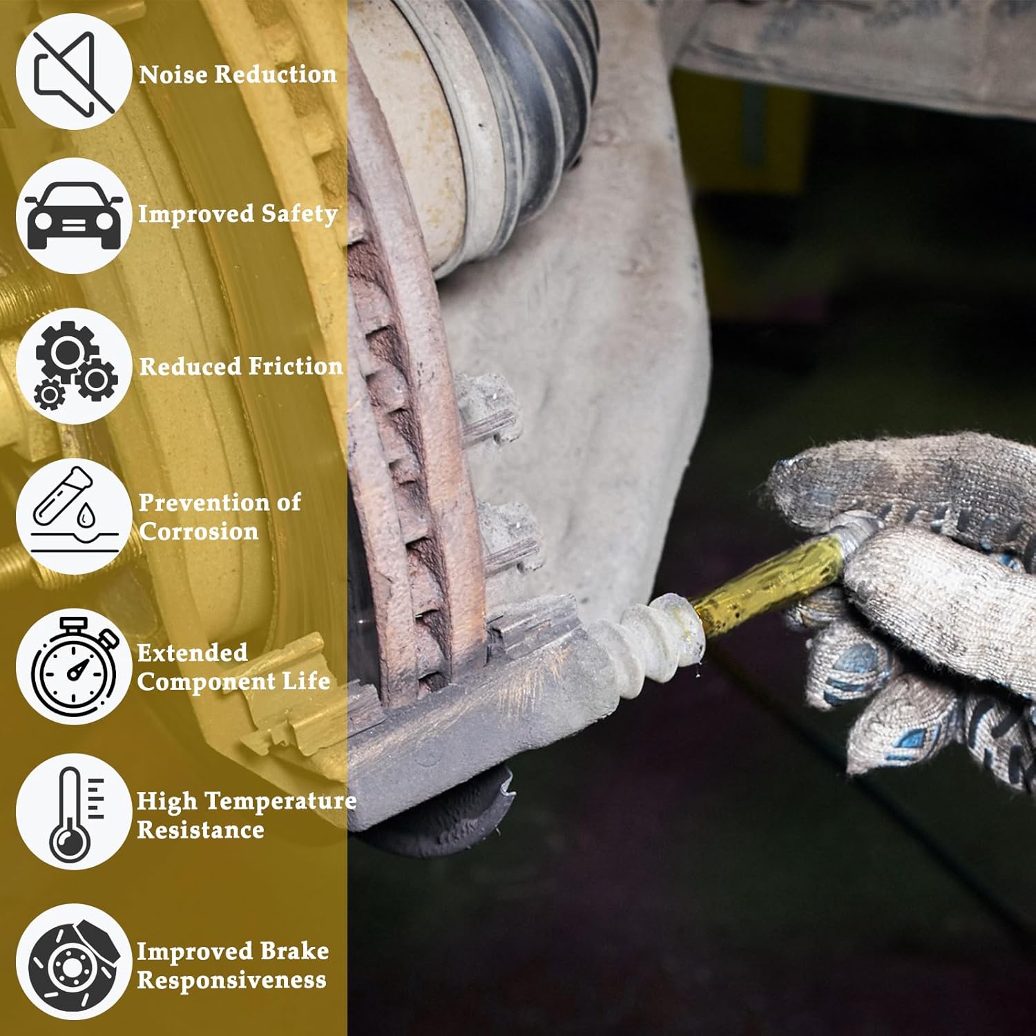High-Performance Brake Grease Lubricant, 5.29oz, Rust & Corrosion Protection, Improved Brake Responsiveness, 150g, Automotive - Image 3