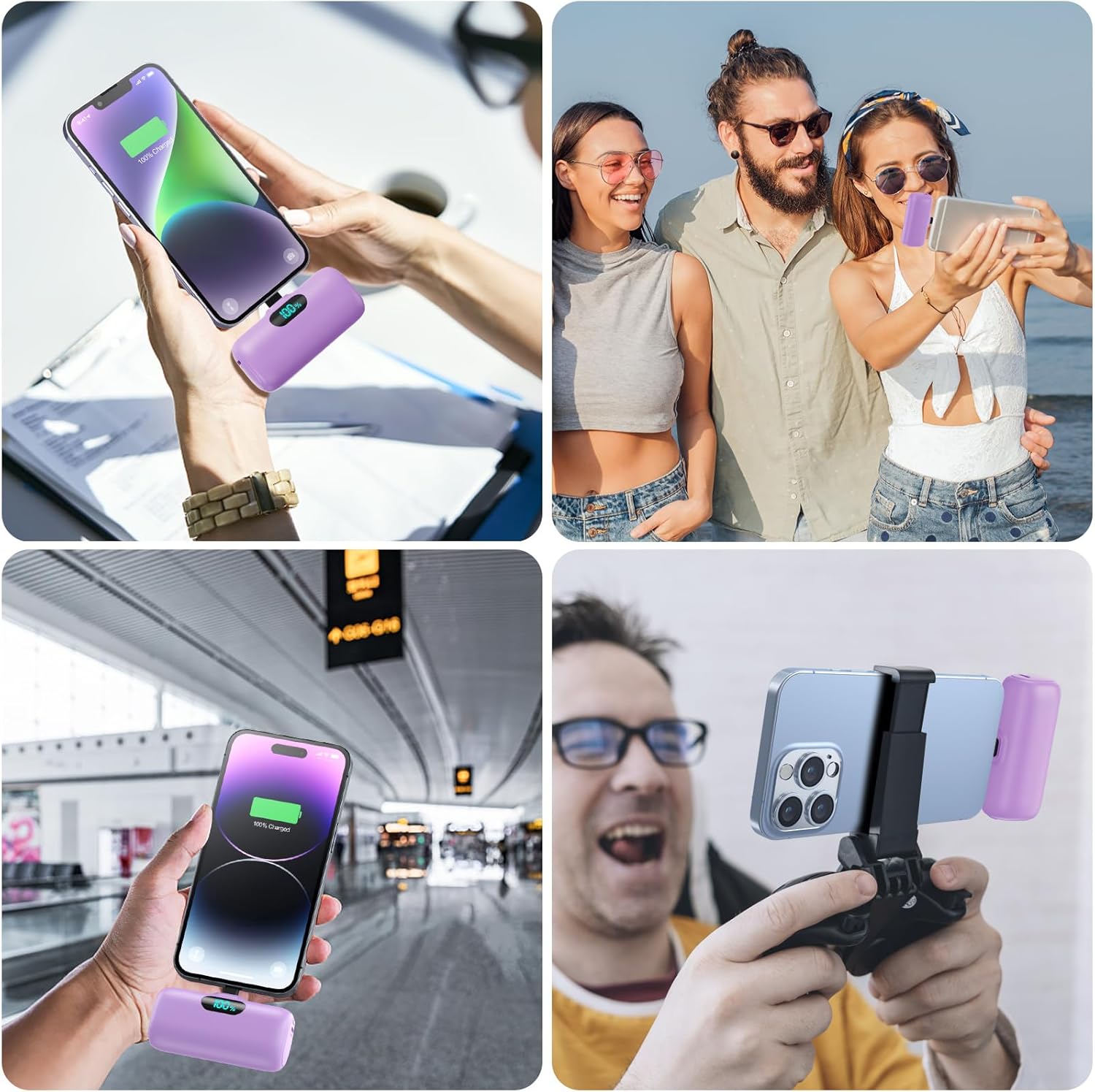 Feob Small Portable Charger for iPhone,Upgraded 5000mAh PD Fast Charging Power Bank,Mini Battery Pack Backup Charger Compatible with iPhone 14/14 Pro Max/13/13 Pro/12 Pro/11/XS/XR/X/8/7/6-Purple - Image 7