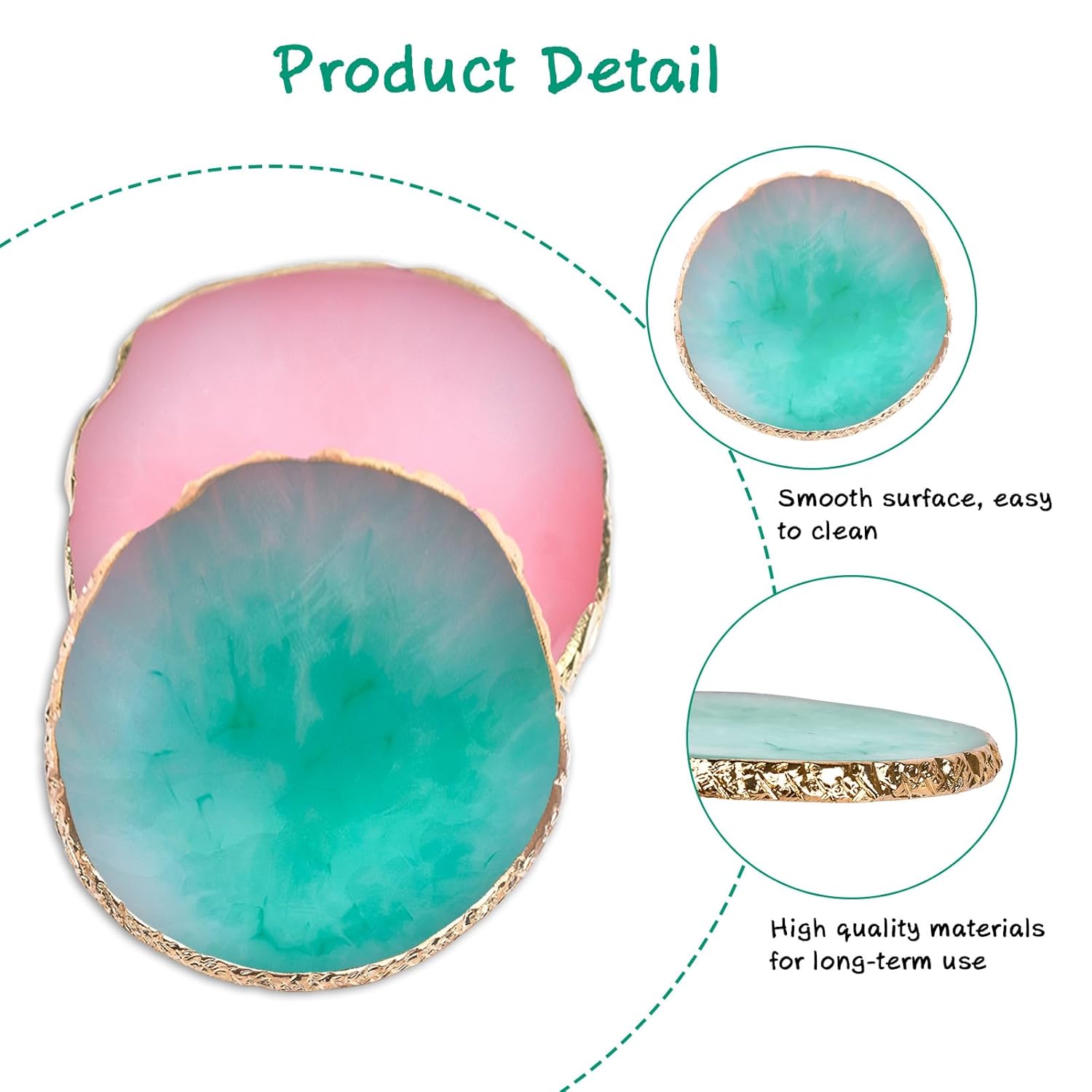 2 Pcs Nail Polish palettes Resin Nail Art Palette Golden Edge Gel Nail Polish Holder Nail Tray,Makeup Display Board Cosmetic Mixing Tools - Image 4