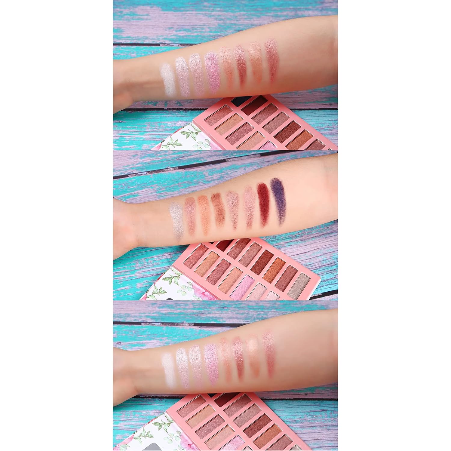 Vegan Organic Eyeshadow Palette - 16 Colors Highly Pigmented Metallic Colorful Long Lasting Nude Shimmer - Image 2