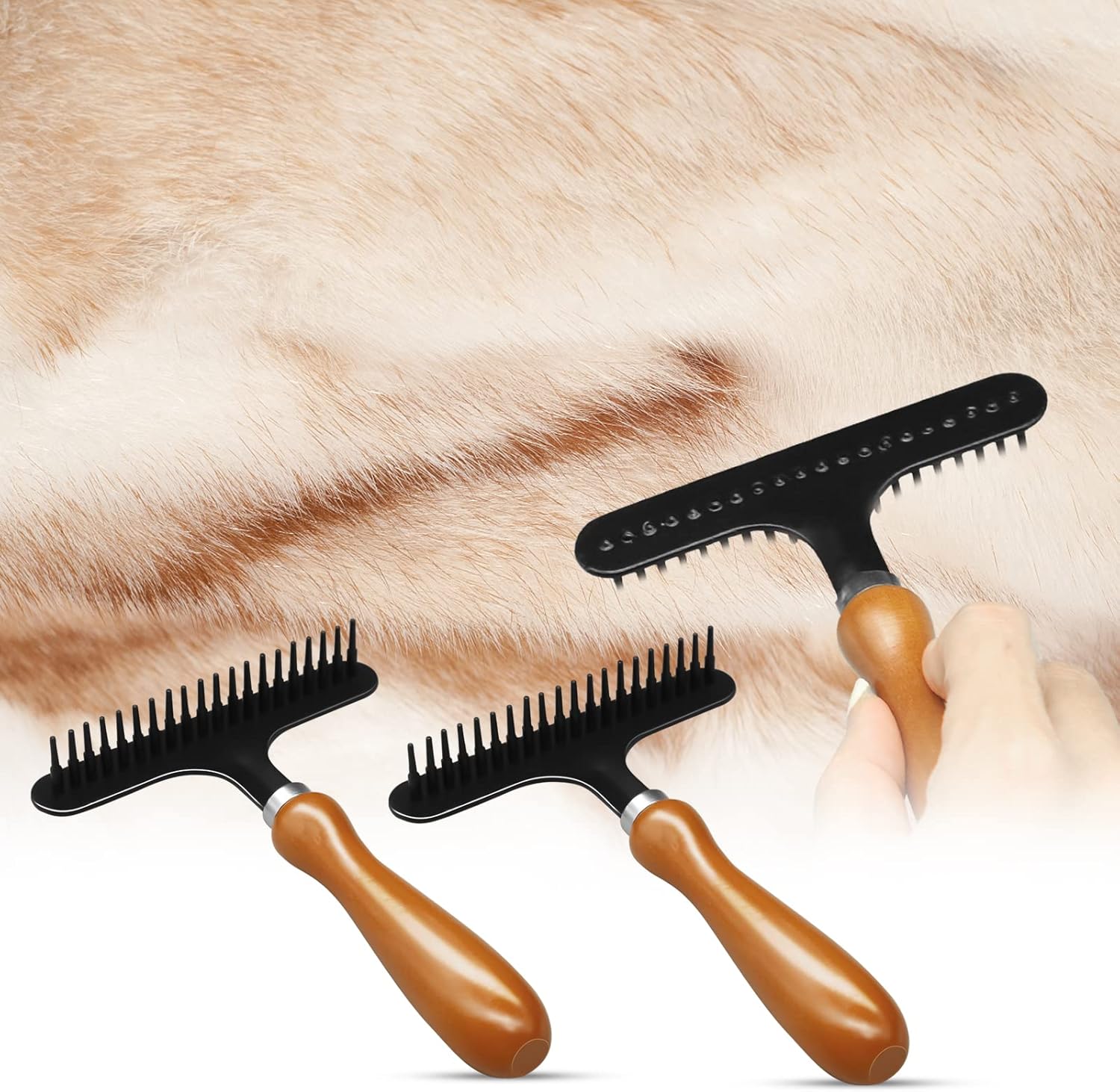 2 Pcs Hand Held Carpet Rake to Fluff Matted Carpets, Portable Rug Rake for Pet Hair Removal - Image 2
