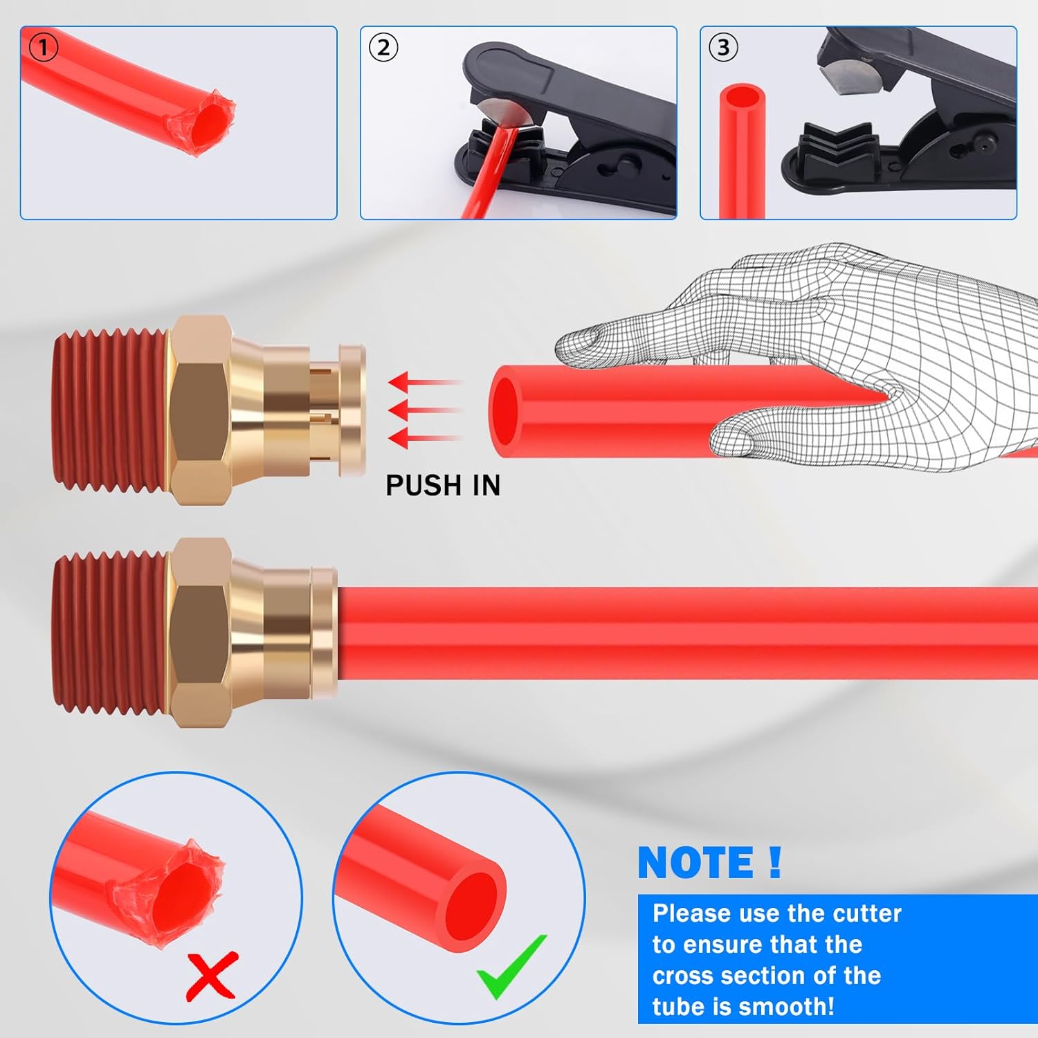 CheeMuii 50 FT 3/8" DOT Air Line Red 3/8 PA12 Nylon Pneumatic Tubing 15.2 Meter 3/8 Inch OD Pneumatic Air Tubing Pipe Hose Line for Semi Truck Trailer or Industrial Air System - Image 7