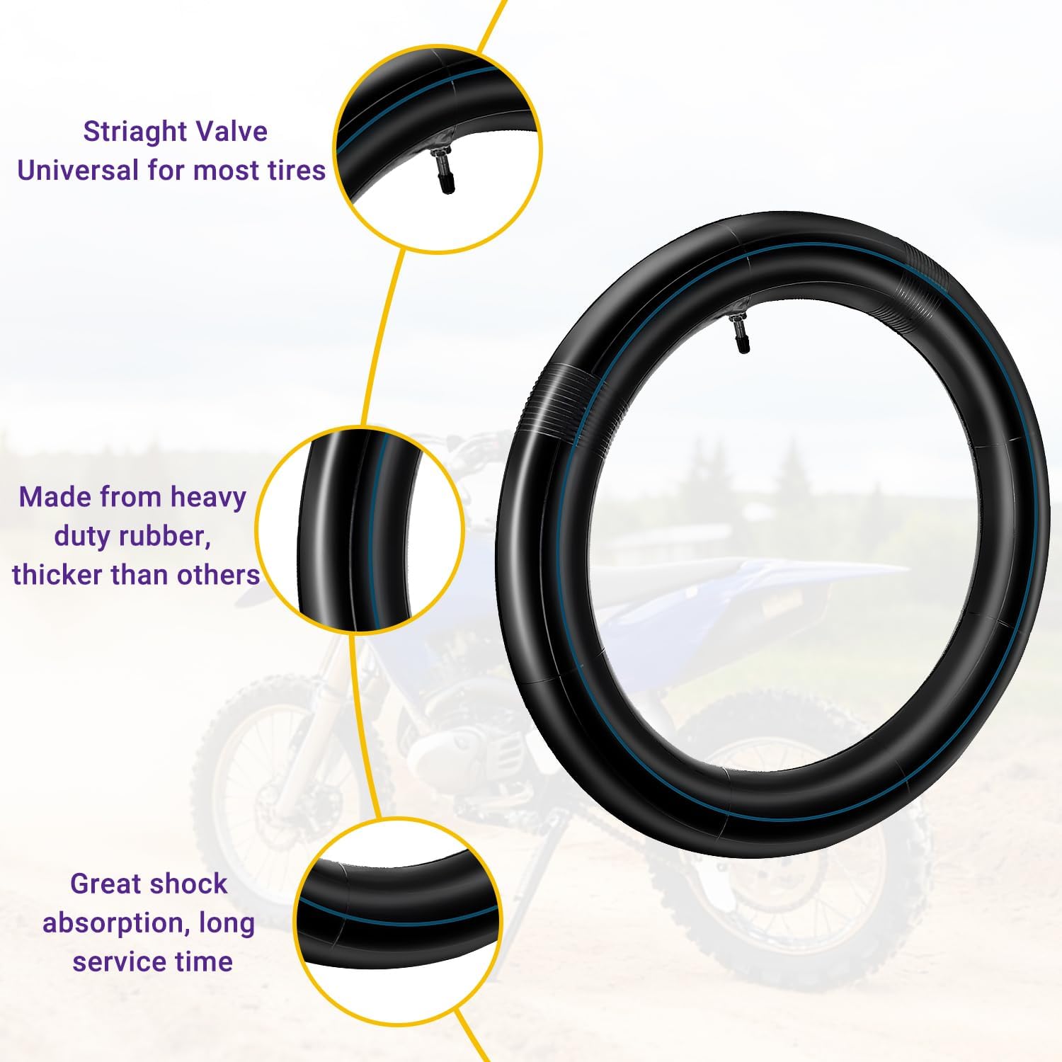 HIAORS 90/100-14 3.00-14" Dirt Bike Inner Tube Replacement for 125cc 140cc 150cc 160cc Apollo YZ85 TTR125 SSR SR150 KLX125 TaoTao DB17 DB27 RM85 Off Road Pit Bike Motorcross Heavy Duty Parts 1 pcs - Image 7
