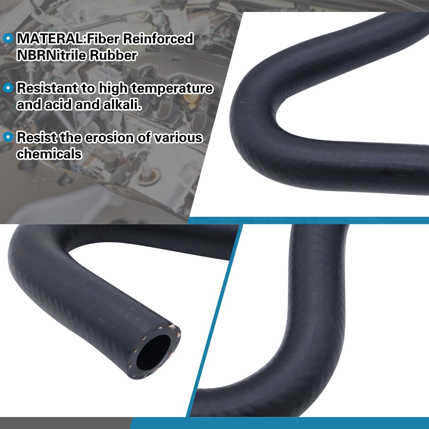 2 Pack 1/2" U-Cut Molded Curved Rubber Fuel Line Hose Elbow, 45 90 135 180 Degree Bends for Automotive and Marine Applications - Image 3
