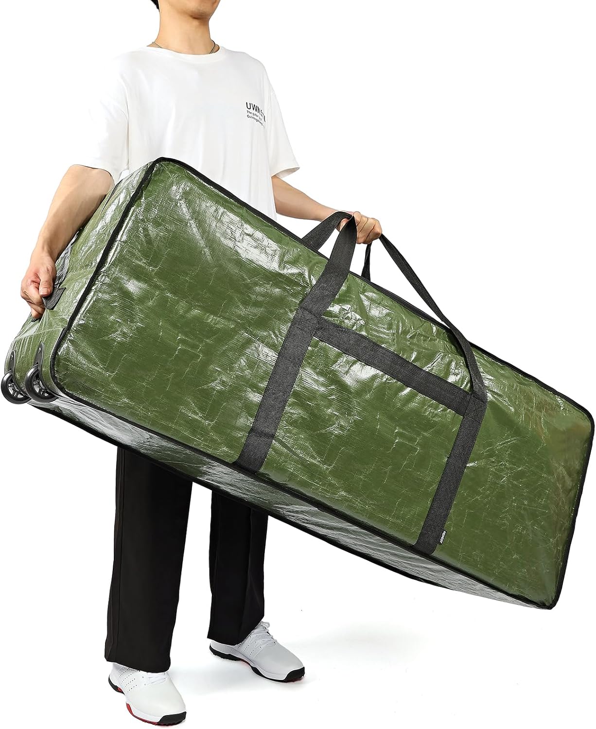 HOMEST Christmas Tree Storage Bag, Fits for 4.5-7 ft Xmas Artificials, Zippered Bag with Reinforced Carrying Handles and Wheels, Green (Bag Only) - Image 5