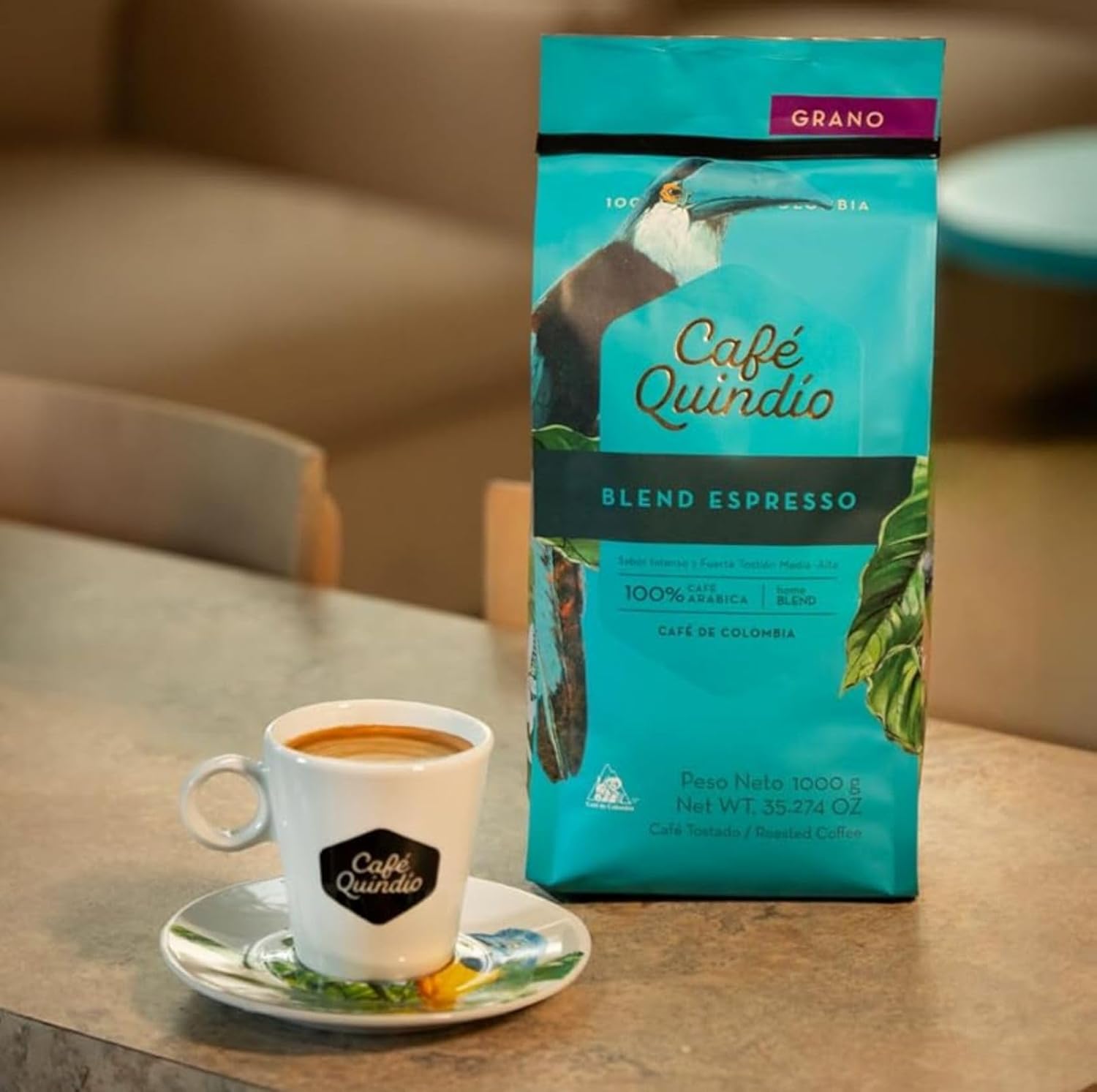 Cafe Quindio Espresso Blend - Medium/Dark Roast 100% Colombian Excelso Whole Bean Arabica Coffee - 35.2 Ounce Bag (1kg) - Image 6