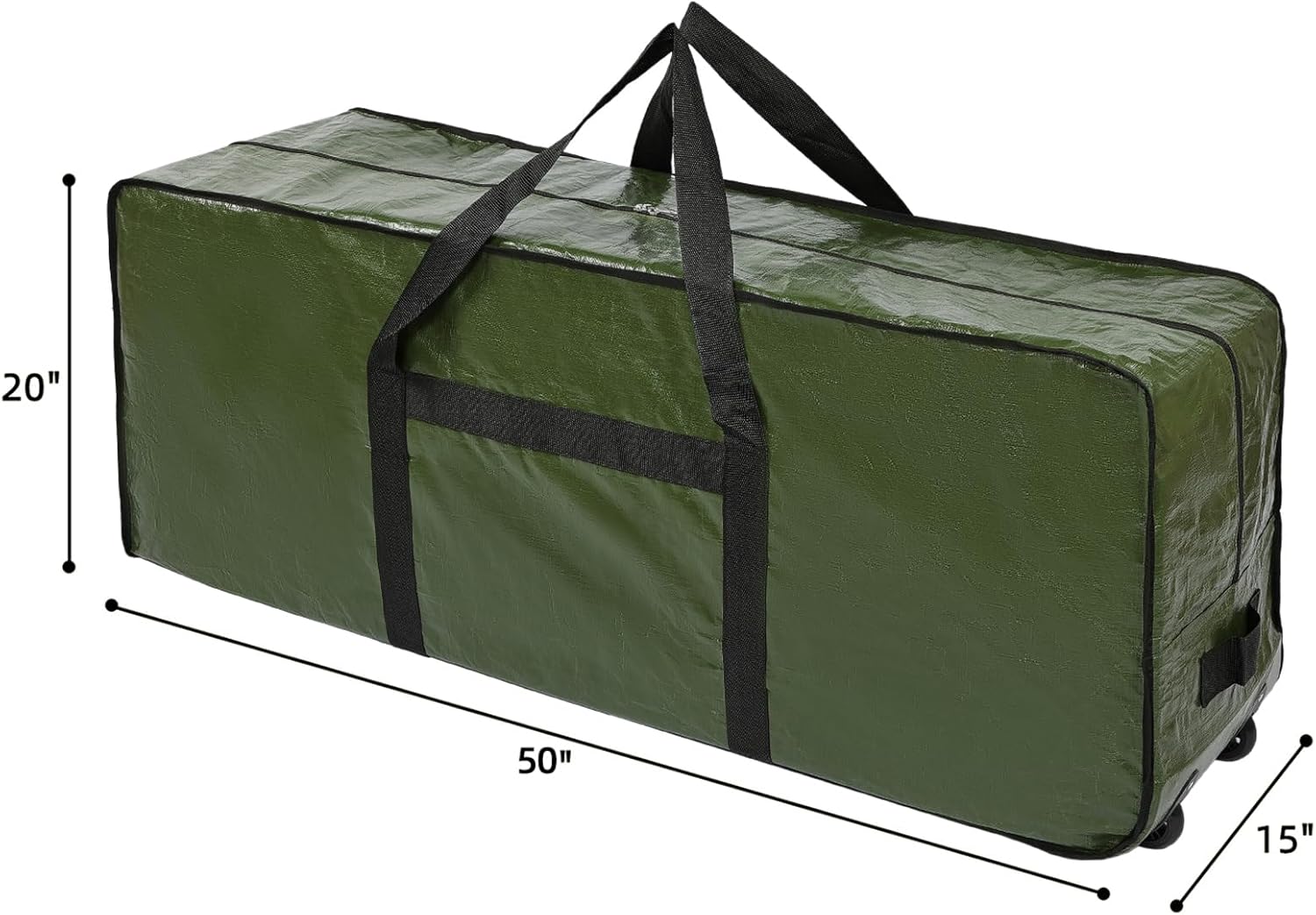 HOMEST Christmas Tree Storage Bag, Fits for 4.5-7 ft Xmas Artificials, Zippered Bag with Reinforced Carrying Handles and Wheels, Green (Bag Only) - Image 6