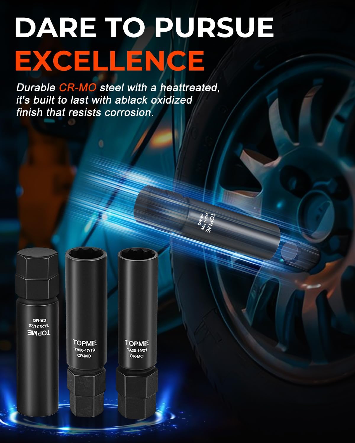 10 Spline Lug Nut Socket, Replacement for TA20-19/21C, ompatible with Bimecc 10 Spline Lug Key, for Removing 10 Point Lug Nut Key for Truck Large SUV with 13/16 and 7/8 Hex Drive, CR-MO - Image 5