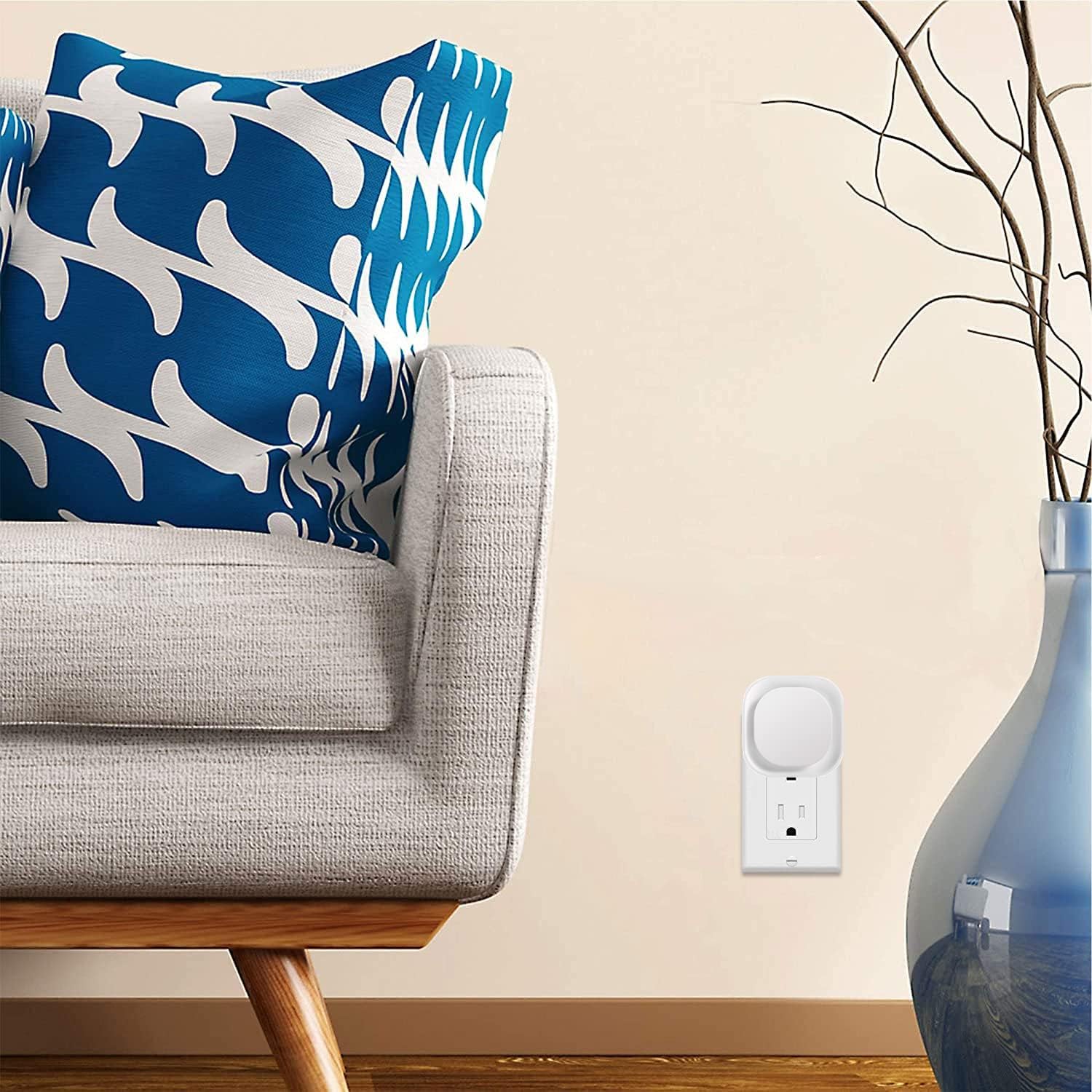 2 Pack Azure Night Light, Crisp Modern Glow with Dimmable Soft Light & Indirect Reflection, Auto Dusk to Dawn Sensor, Plug in LED Nightlight for Bathroom,Toilet, Kitchen Counter, Modern Decor - Image 9