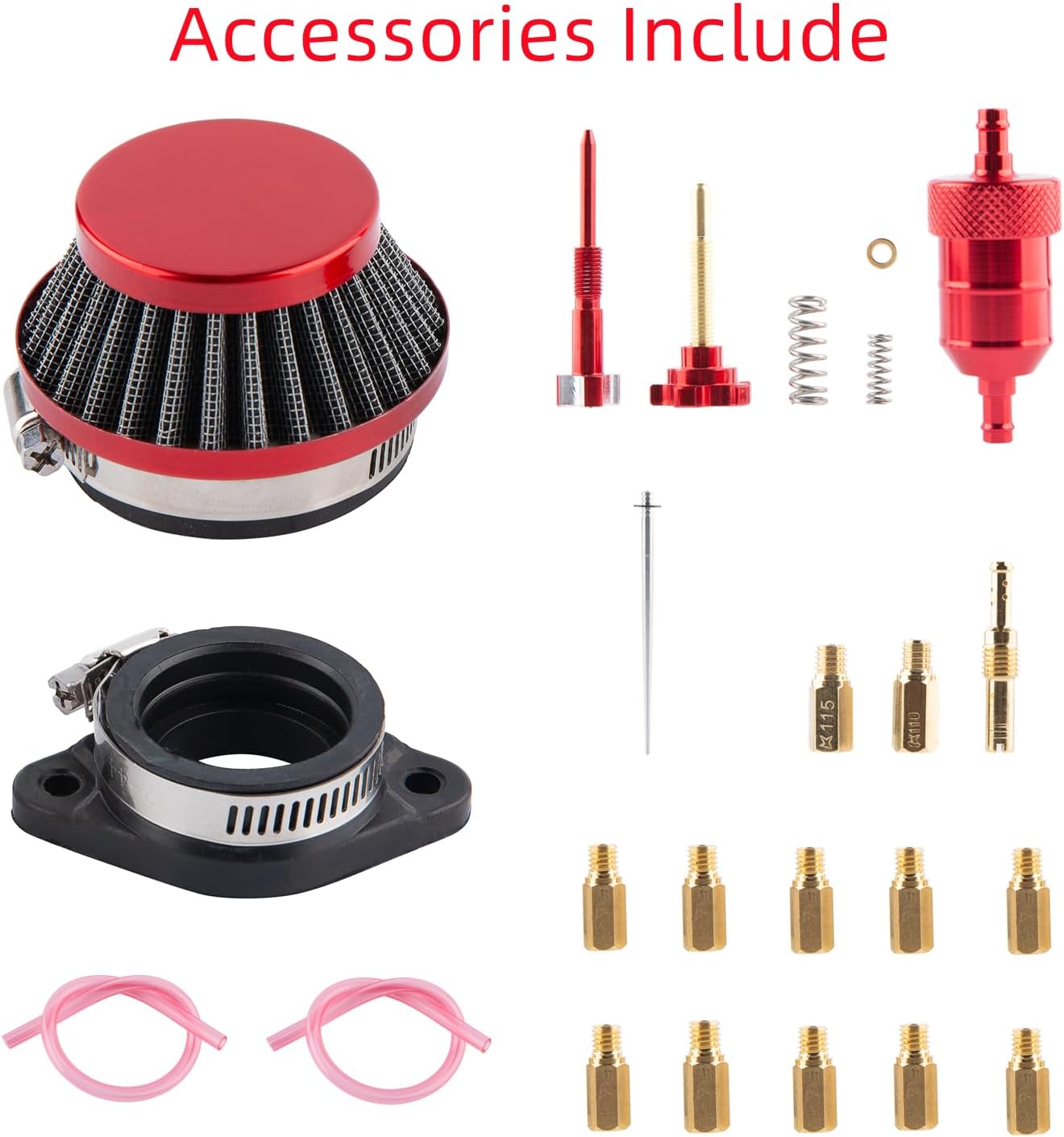 PWK Carburetor 28mm Racing Carb 75cc to 125cc 2T 4T Engine Carburetor Kits for Dirt Bike Motocross Motorcycle Scooter ATV Quad with Air Filter Intake Manifold Carb Jets - Image 3