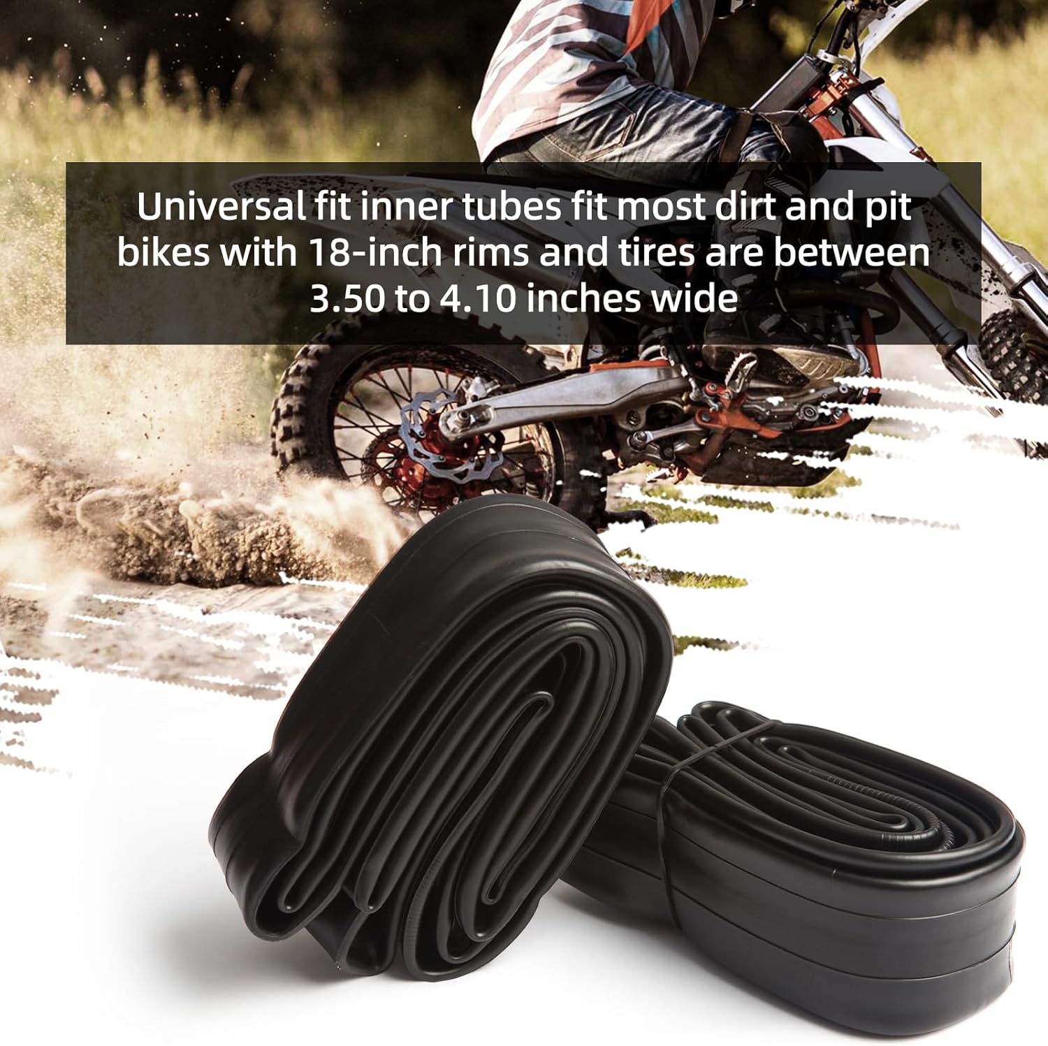 AR-PRO 3.50/4.10-18 Dirt Bike Inner Tubes with TR4 Straight Valve, Universal Heavy Duty 100/90-18" 100/100-18" 110/80-18" 110/90-18" Off-Road Motorcycle Tube and More (2-Pack) - Image 3