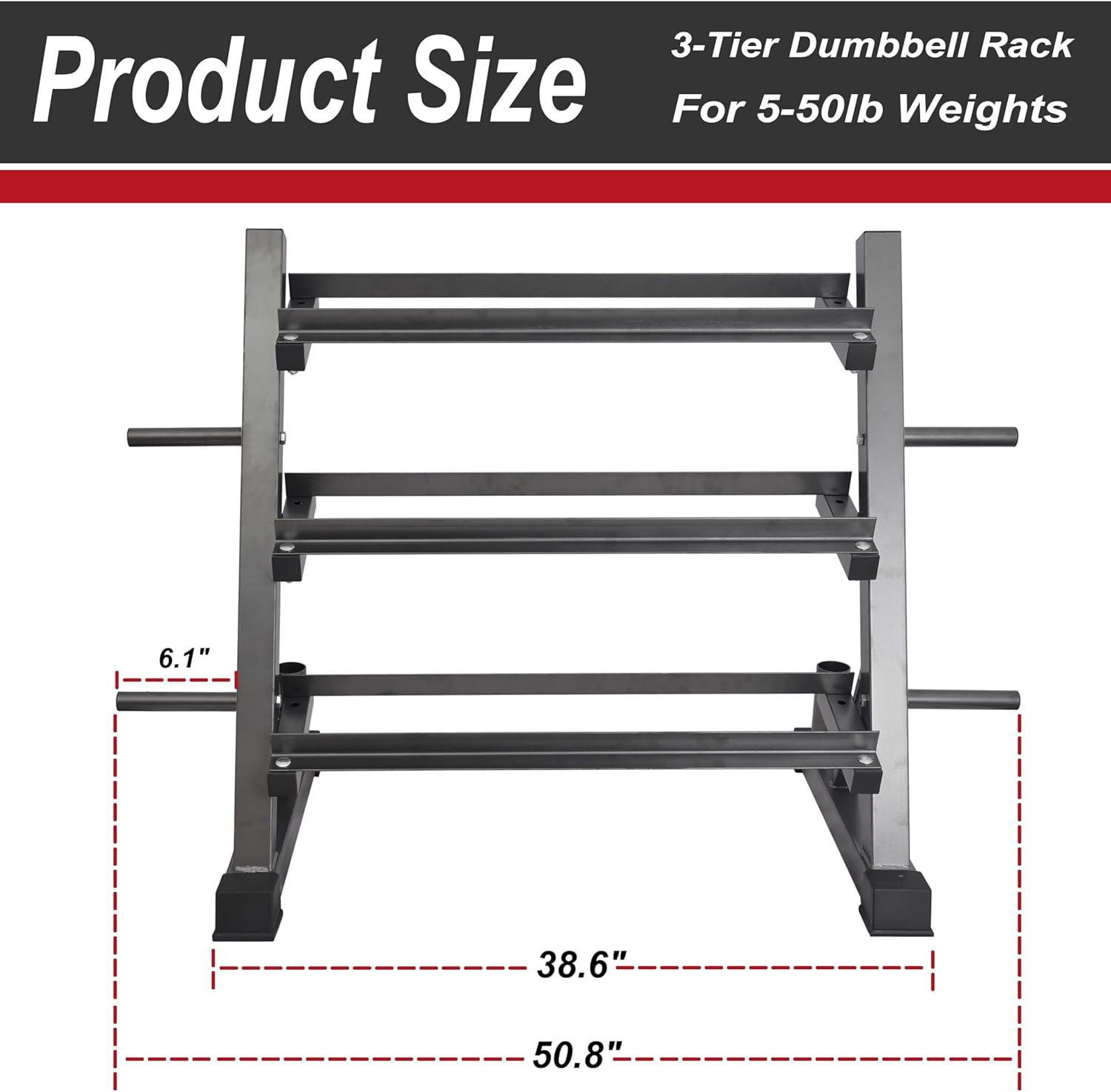 3 Tier Multifunctional Dumbbells Weights Barbells Rack, 1100 lbs Weight Capacity (Rack Only) - Image 4