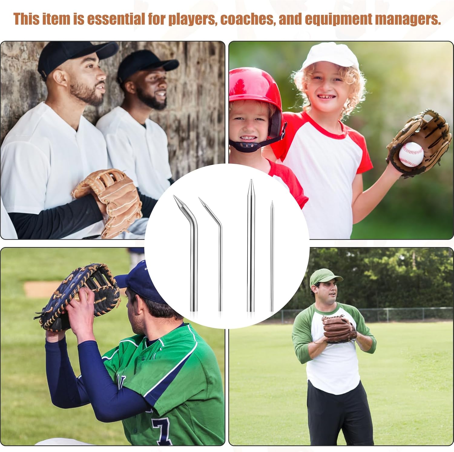 4pcs Baseball Lacing Needle, Handy Glove Shoelace Repair Kit Durable Reliable Leather Lacing Needle Precise Mitt Needle Curved Needles Tool for Softball Baseball Glove Relacing and Repair - Image 4