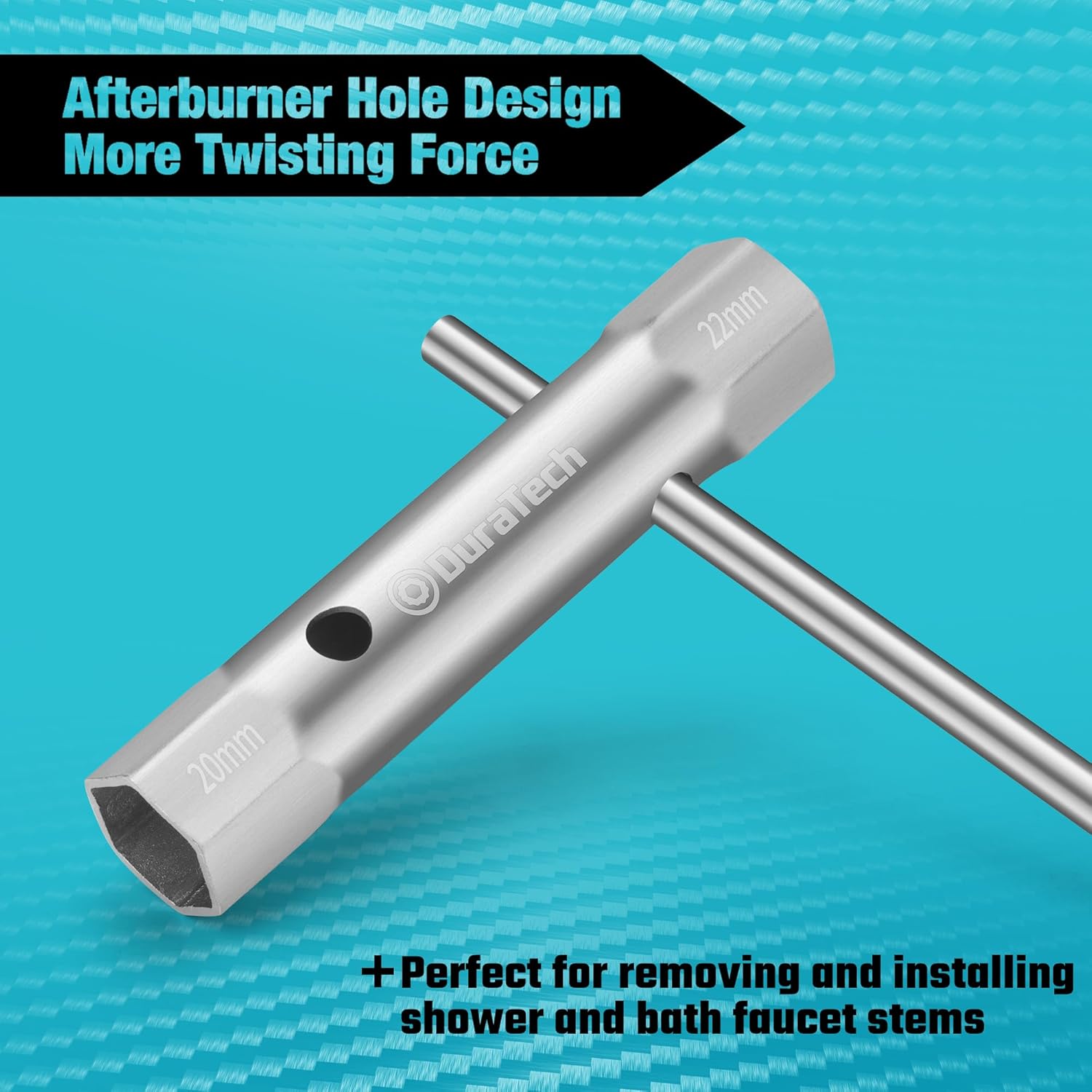 DURATECH 10-Piece Shower Valve Socket Wrench Set with Bar Handles, Metric, 6-22mm, for Removing Tub & Shower Valve, Home Plumbing Repairs - Image 3