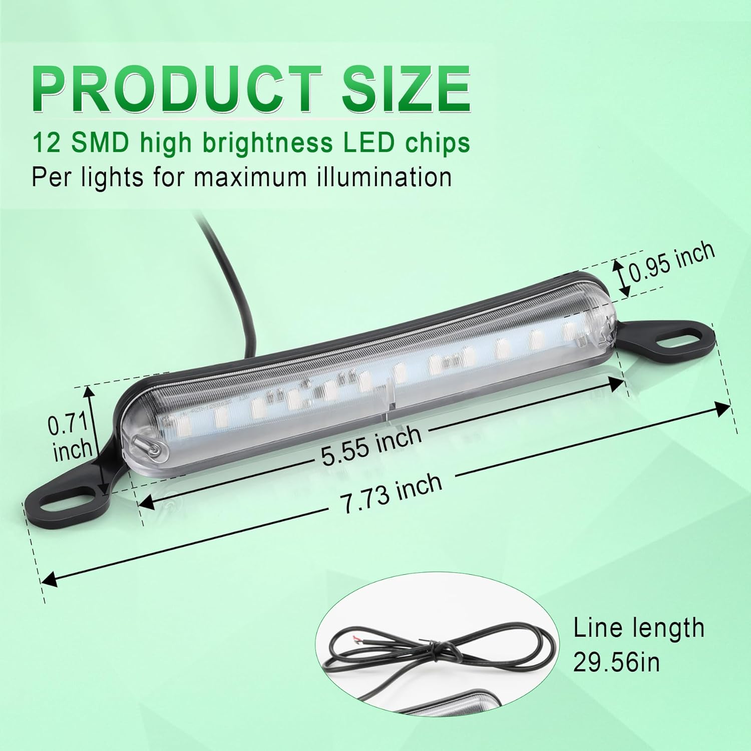 LivTee License Plate Light, Extremely Bright LED License Plate Lights Assembly for Trailer UTV ATV Truck RV Boat, Green - Image 2