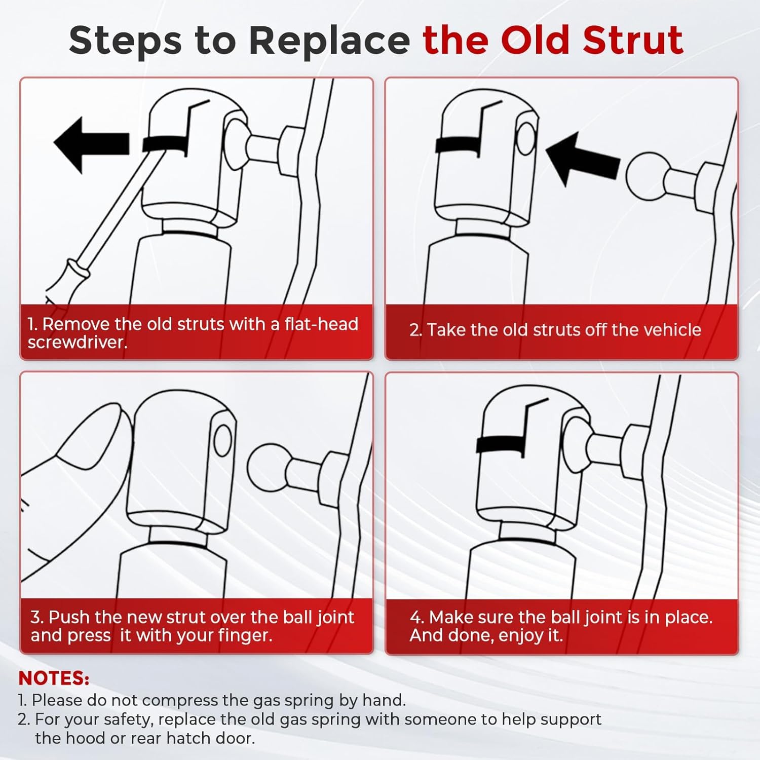Vepagoo C16-14722 11 inch 22 lb Gas Strut Shock Spring Lift Support Fit for Camper Shell Topper Window Yakima Rocket Box, 2 Pcs - Image 8
