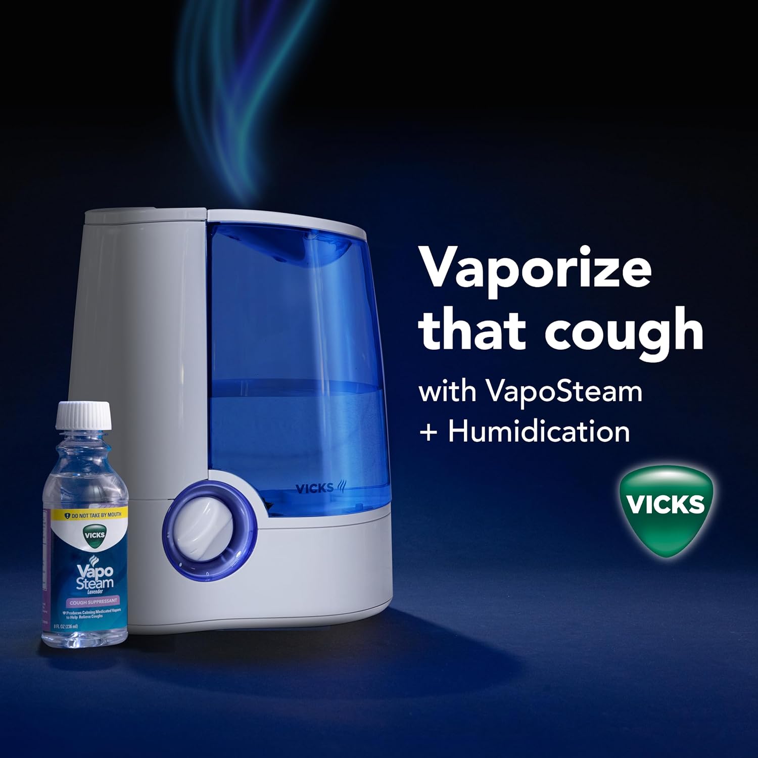 Vicks Warm Mist Humidifier Filter‑Free 1 Gal Tank, Auto Shut‑Off, Night Light, VapoPad and VapoSteam Compatible - Image 6