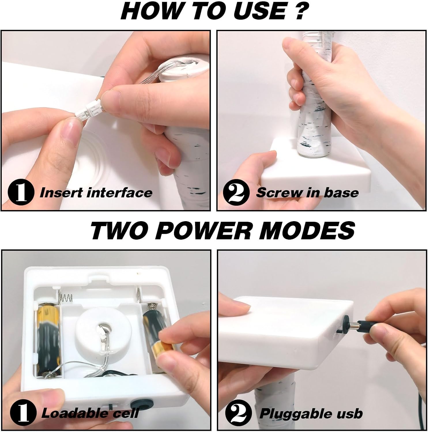 2 Pack Easter Decorations 24 Inch Artificial Lighted Easter Egg Tree, Pre-lit White Birch Tree with 12 Hanging Egg Ornaments for Party Birthday Home Spring Decoration - Image 3