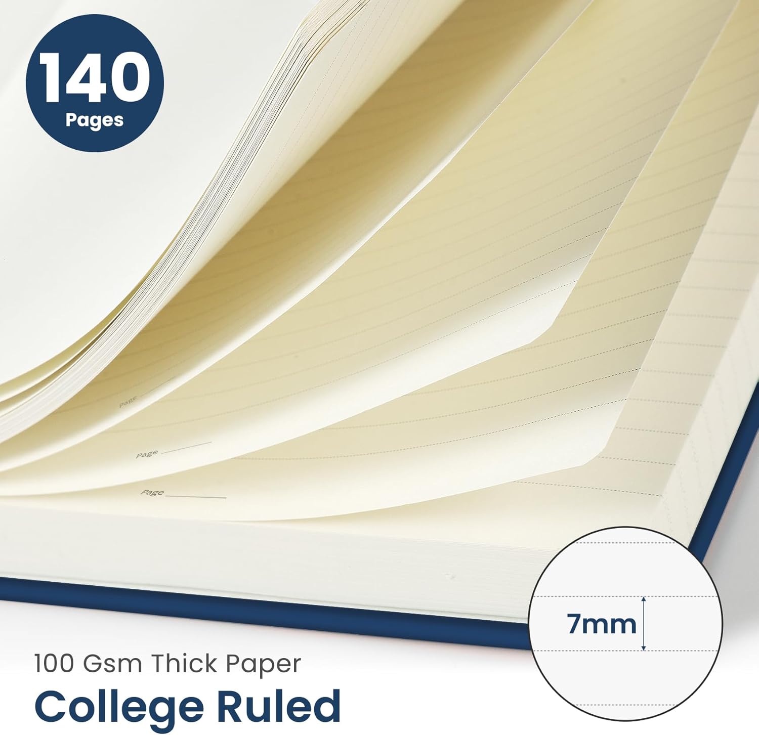 Taja Lined Spiral Journal Notebook for Women & Men, 140 Pages, College Ruled Hardcover Notebook for Work & Note Taking, Journals for Writing, A5(5.7" x 7.9") – Navy - Image 2