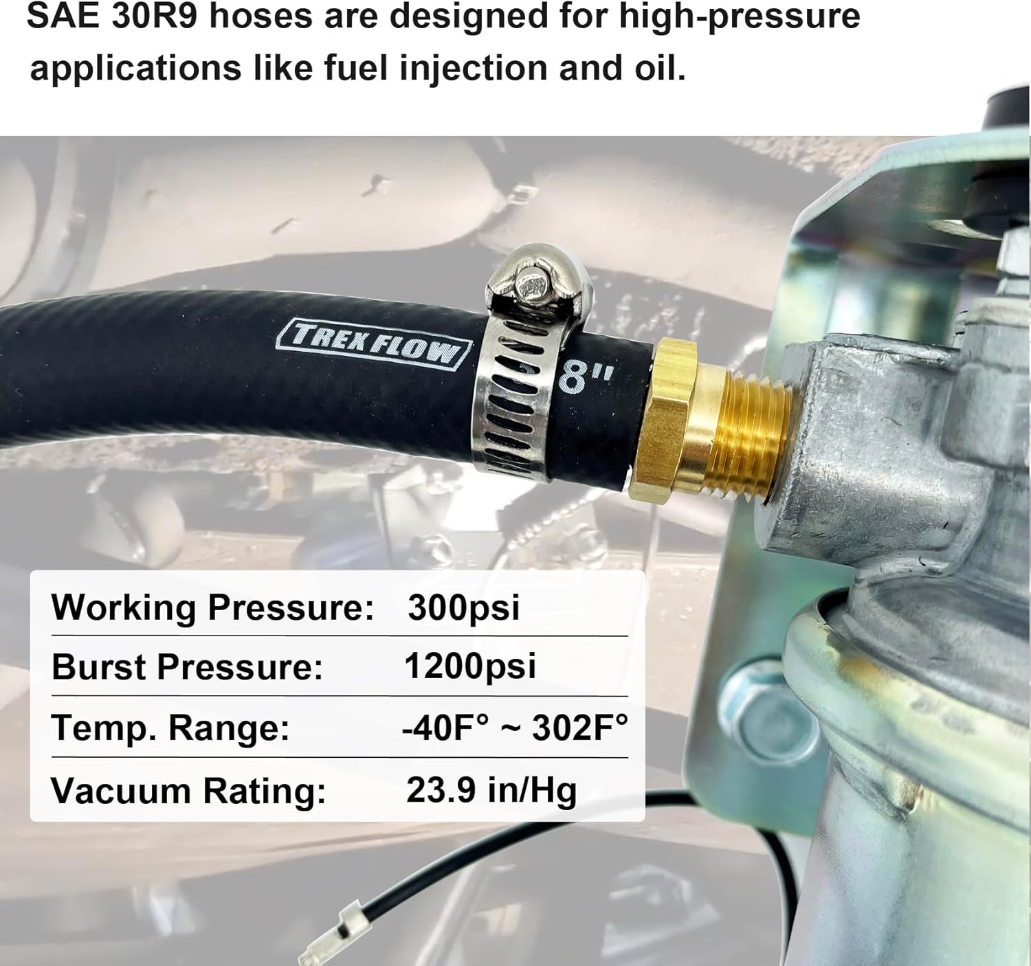 SAE 30R9 Fuel Hose Line 5/16 Fuel injection hose 5FT Length High Pressure SAE30R9 Push Lock hose 300 psi (5FT, 5/16" ID) - Image 2