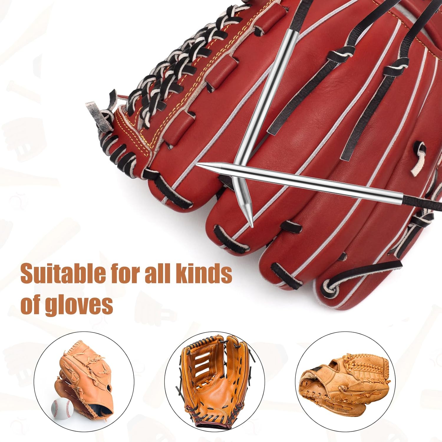 4pcs Baseball Lacing Needle, Handy Glove Shoelace Repair Kit Durable Reliable Leather Lacing Needle Precise Mitt Needle Curved Needles Tool for Softball Baseball Glove Relacing and Repair - Image 2