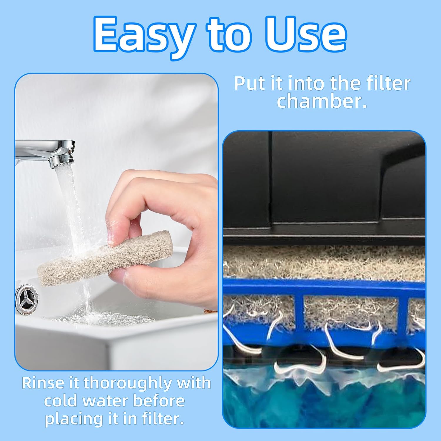 AQUANEAT Replacement Ammonia Reducer Pads Compatible with Aqueon QuietFlow 20 and 75 LED PRO Aquarium Power Filter (6) - Image 4