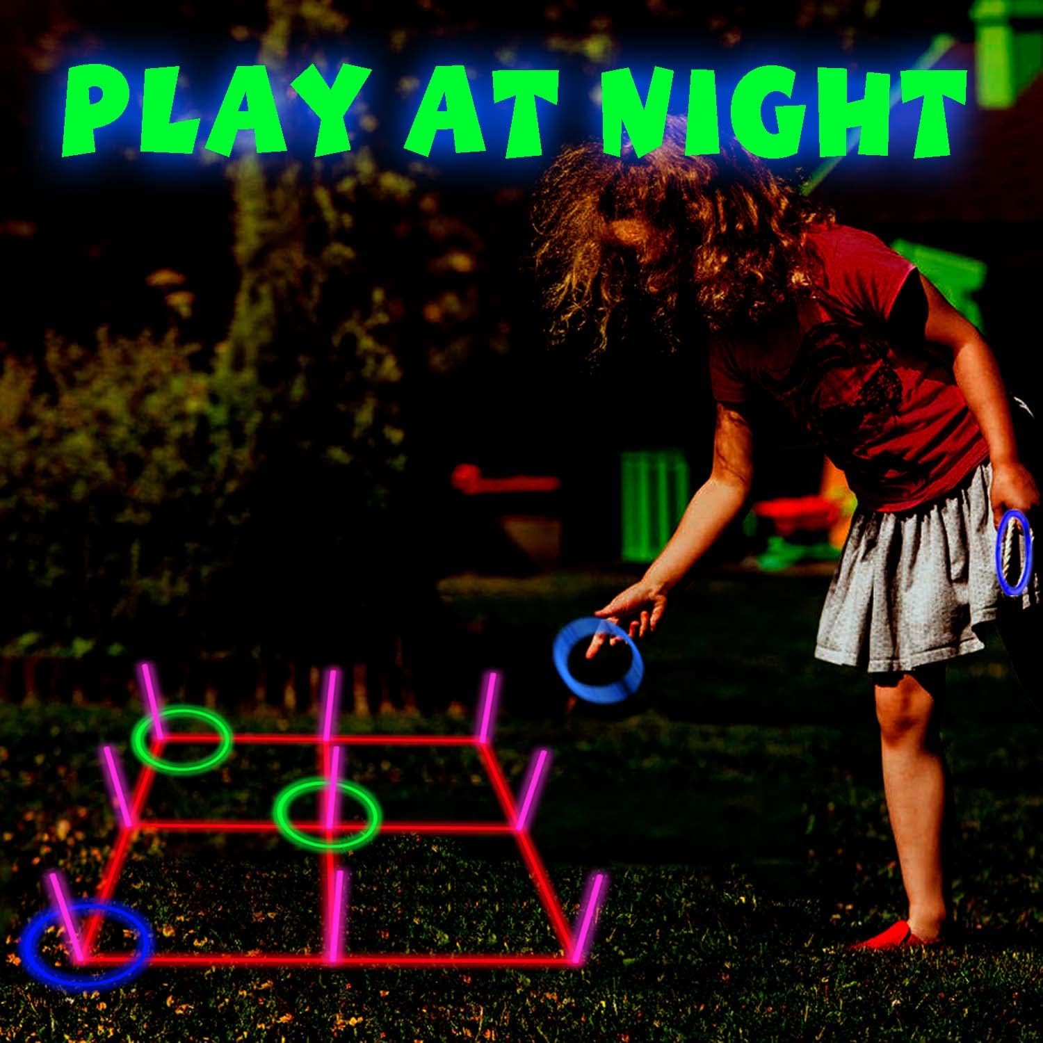 18.2 Inch 3-in-1 Glowing Ring Toss Tic Tac Toe Outdoor Game for Adults and Family - Image 7