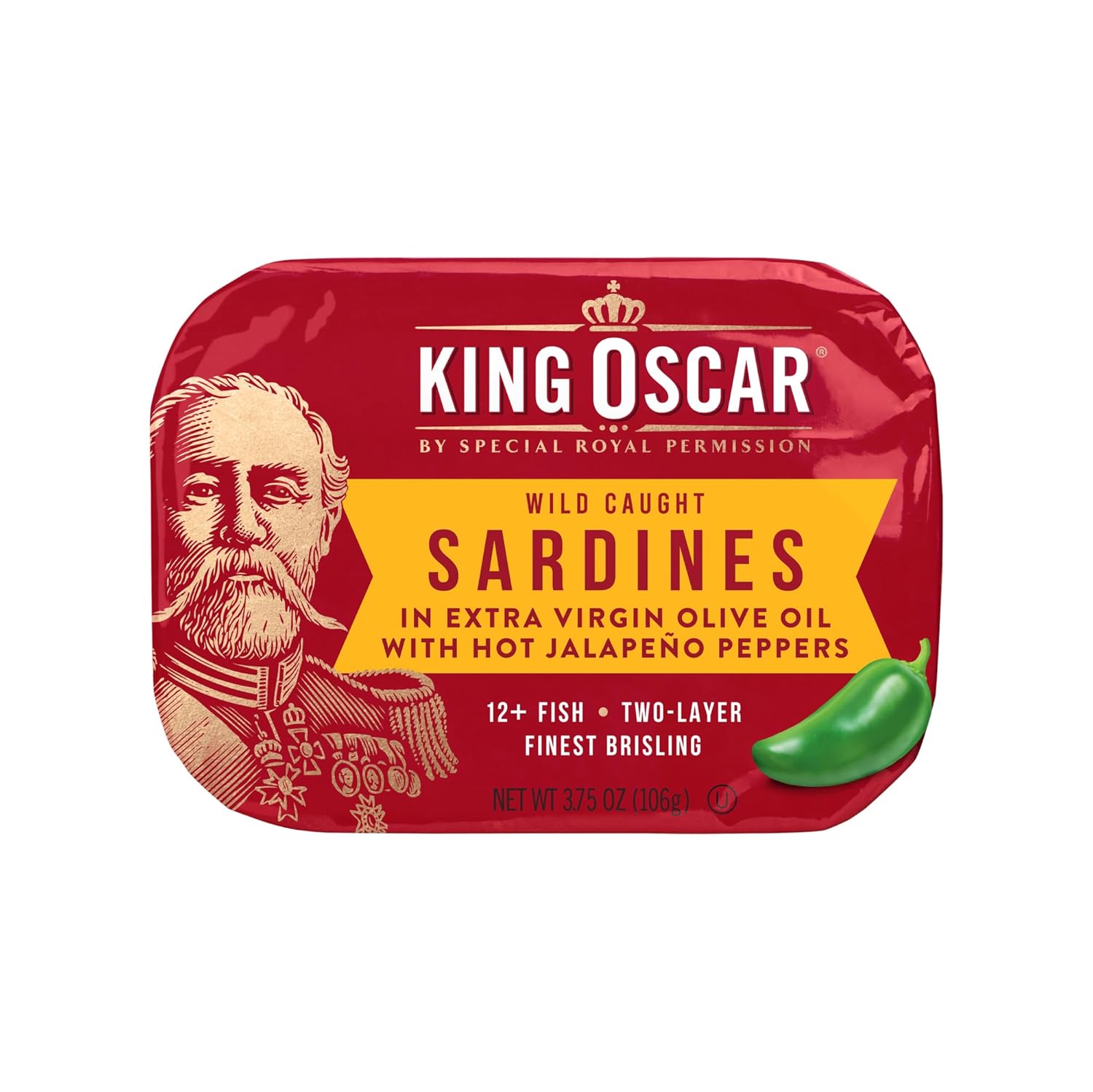 King Oscar Wild Caught Sardines in Extra Virgin Olive Oil, Hot Jalapeno Peppers, 3.75 Ounce (Pack of 12) (3480000656) - Image 3