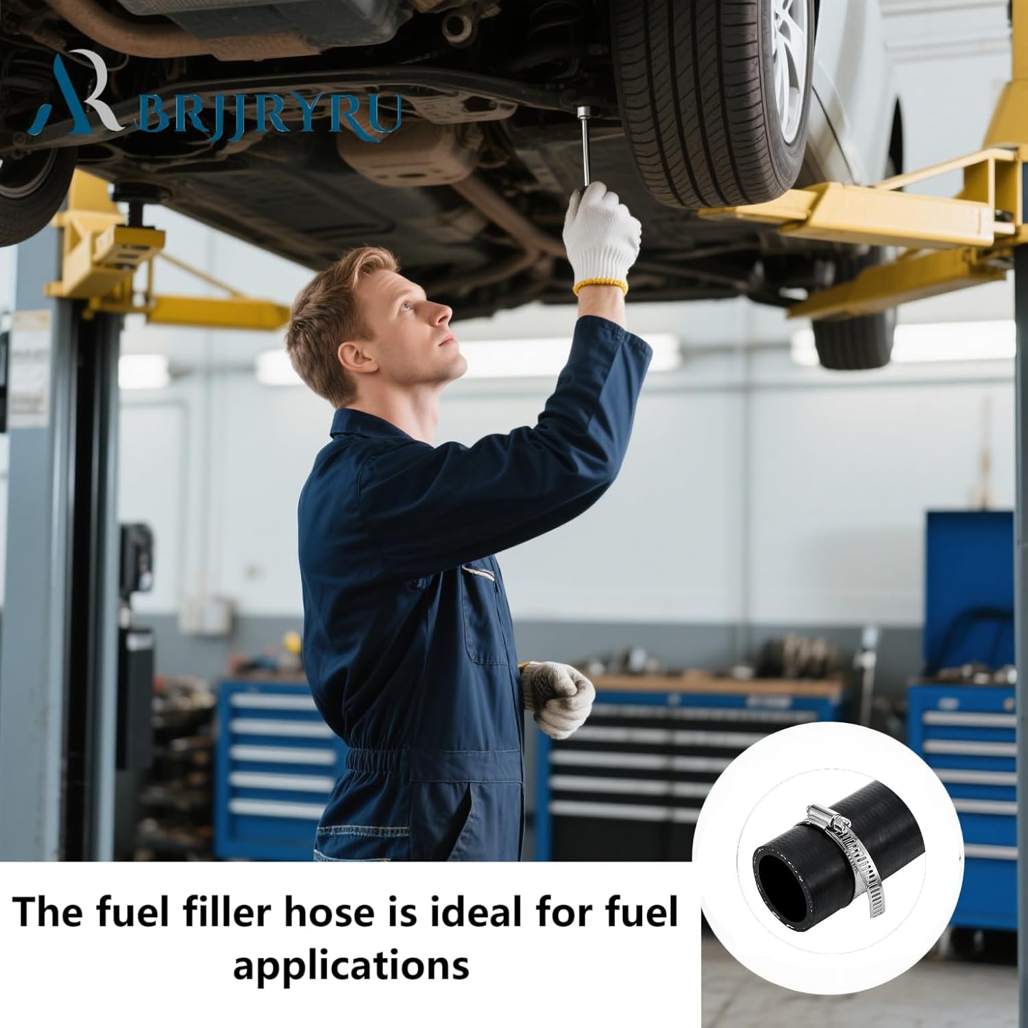 2" ID Gasoline Fuel Filler Neck Hose with 4 Clamps - 15 7/8" Straight Gas Tank Hose Replacement - Image 5