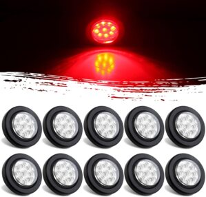 10Pcs 2″ Inch Round Red Led T...