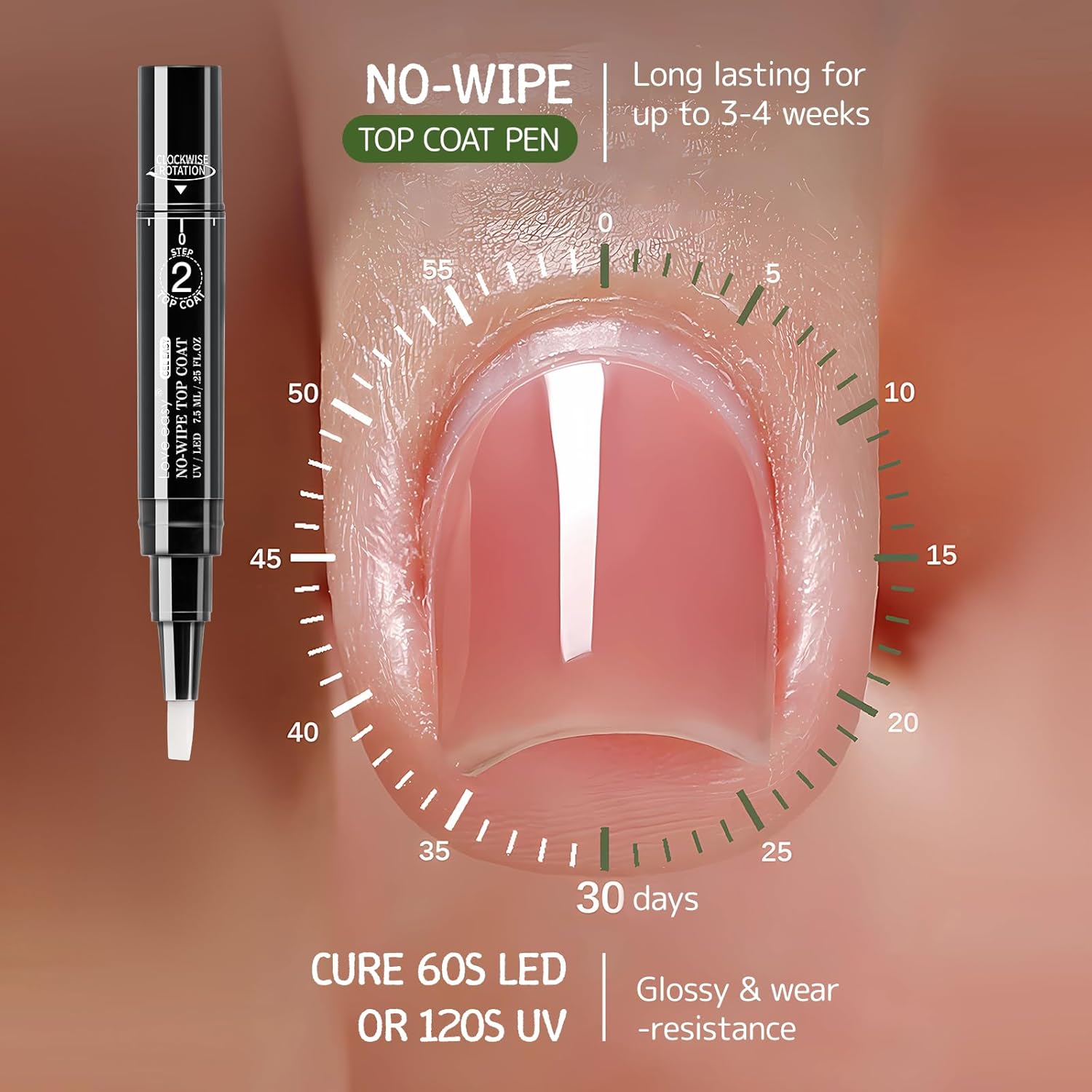 2 Step Nail Polish Pens Set, 6 Pcs Nude Natural Color Builder Base 1 Piece Top Coat Fingernail Toenail Gel Series for Women, Hema Free High Gloss Long Last Portable Ideal Gift (U V Needed) - Image 4