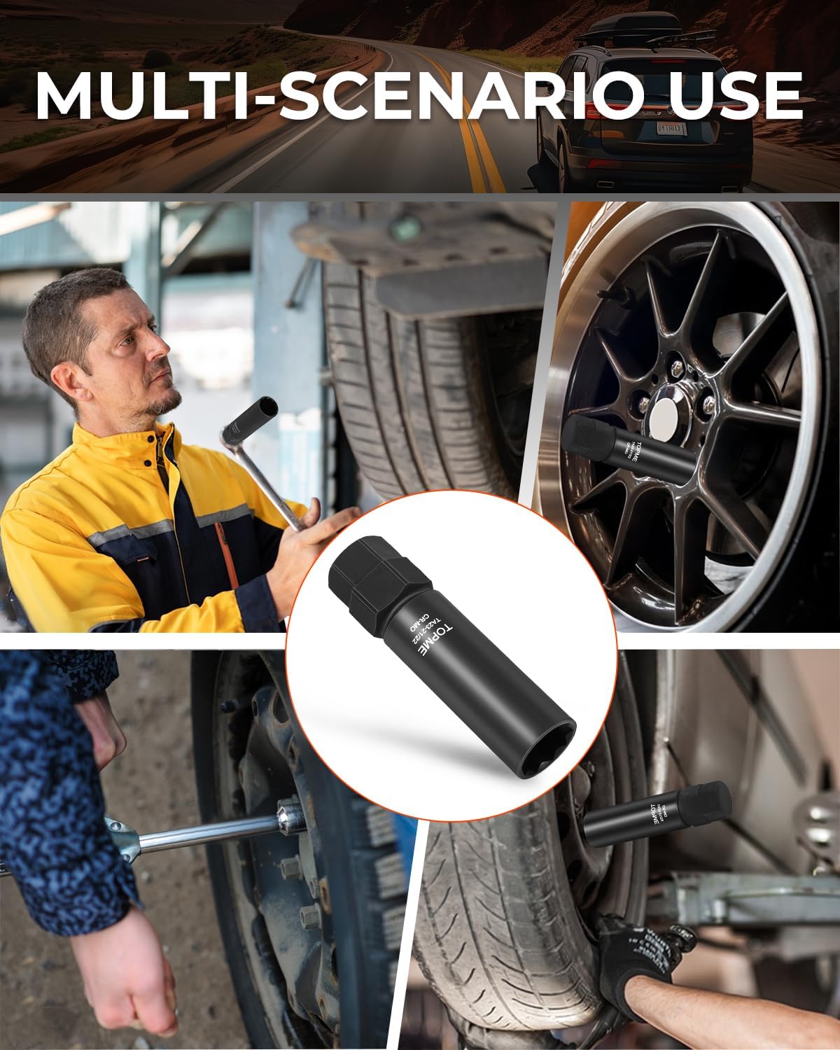 10 Spline Lug Nut Socket, Replacement for TA20-19/21C, ompatible with Bimecc 10 Spline Lug Key, for Removing 10 Point Lug Nut Key for Truck Large SUV with 13/16 and 7/8 Hex Drive, CR-MO - Image 7