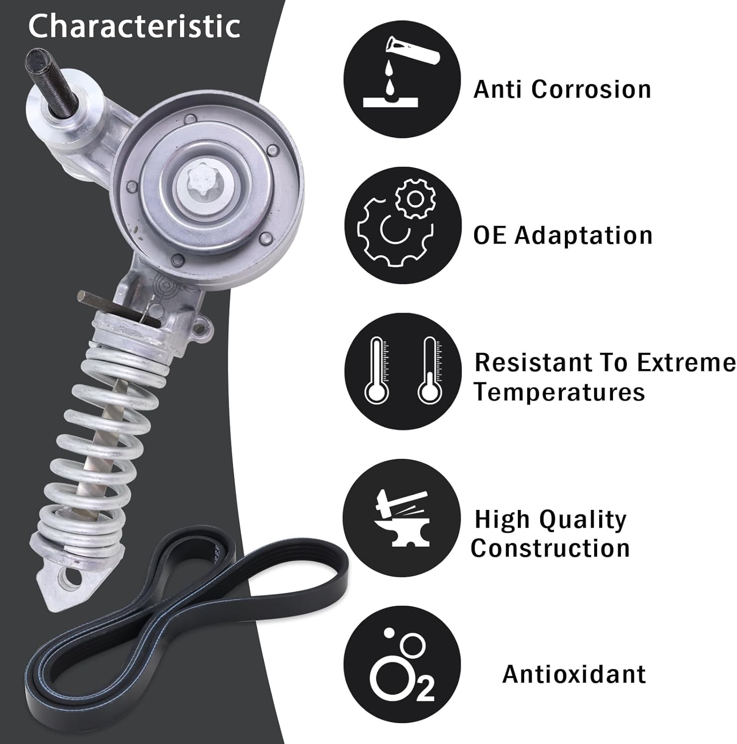 Belt Tensioner Assembly With Pulley With Serpentine Belt Compatible With 2011-2016 Chevy Cruze 2012-2019 Sonic 2013-2020 Trax 2016 Cruze Limited 2013-2020 Buick Encore Replace#55565236 5PK1400 - Image 2